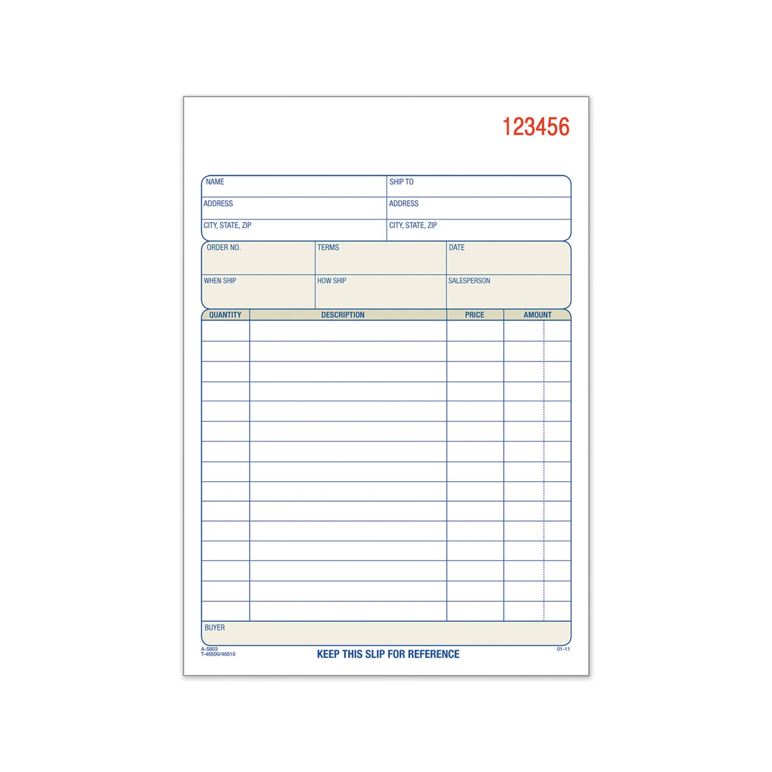 Sales Order Book, Two-Part Carbonless, 7.94 x 5.56, 50 Forms Total - 