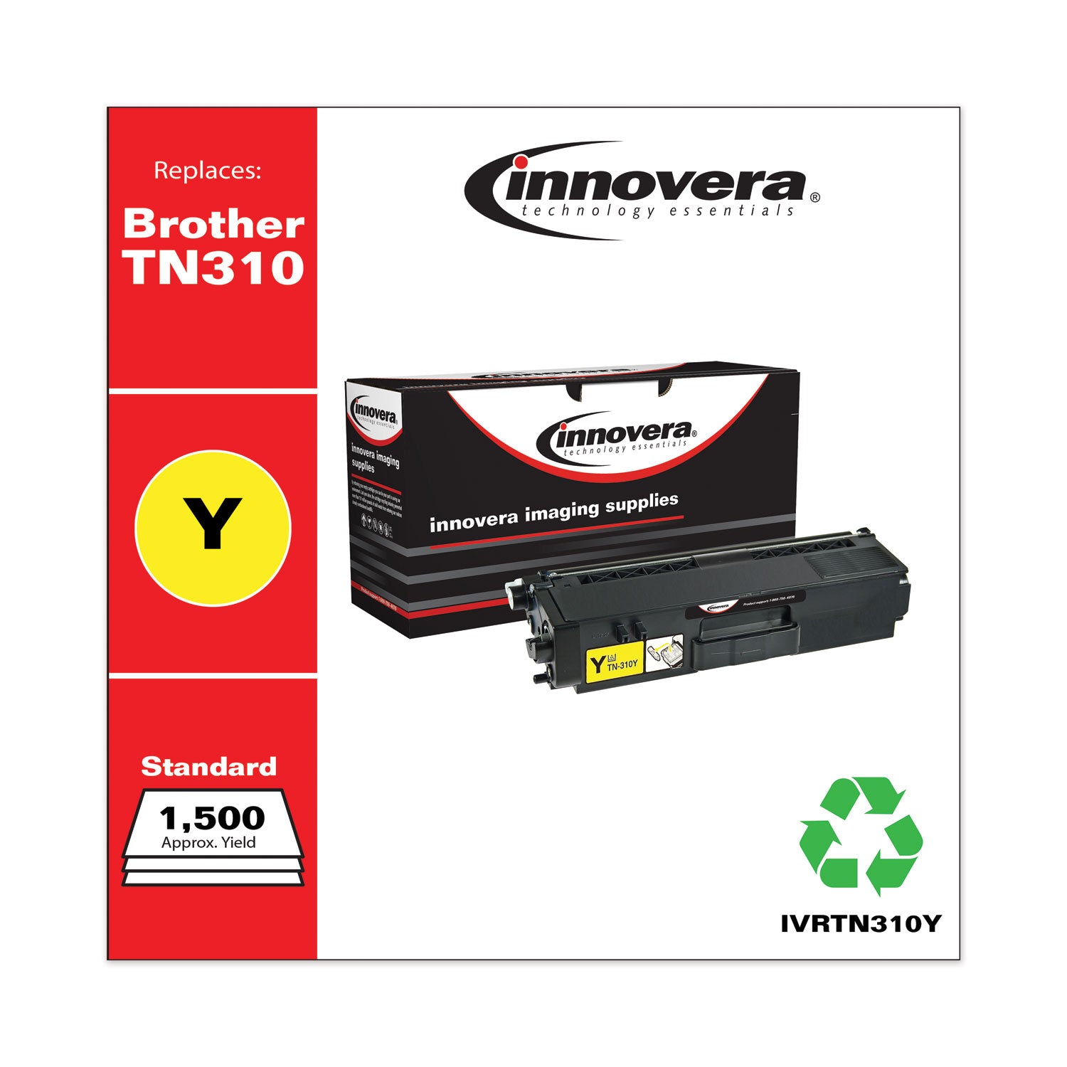 Remanufactured Yellow Toner, Replacement for TN310Y, 1,500 Page-Yield, Ships in 1-3 Business Days