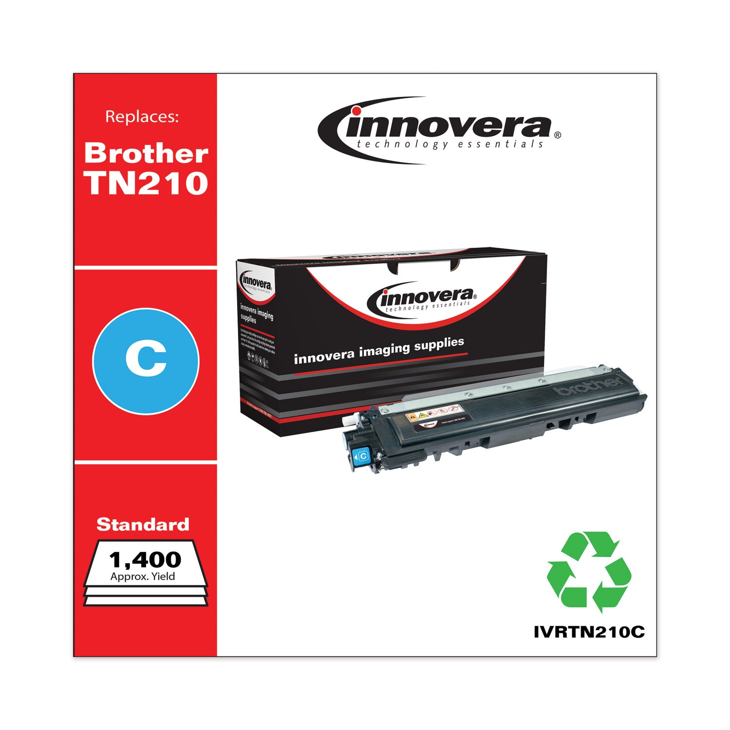 Remanufactured Cyan Toner, Replacement for TN210C, 1,400 Page-Yield, Ships in 1-3 Business Days