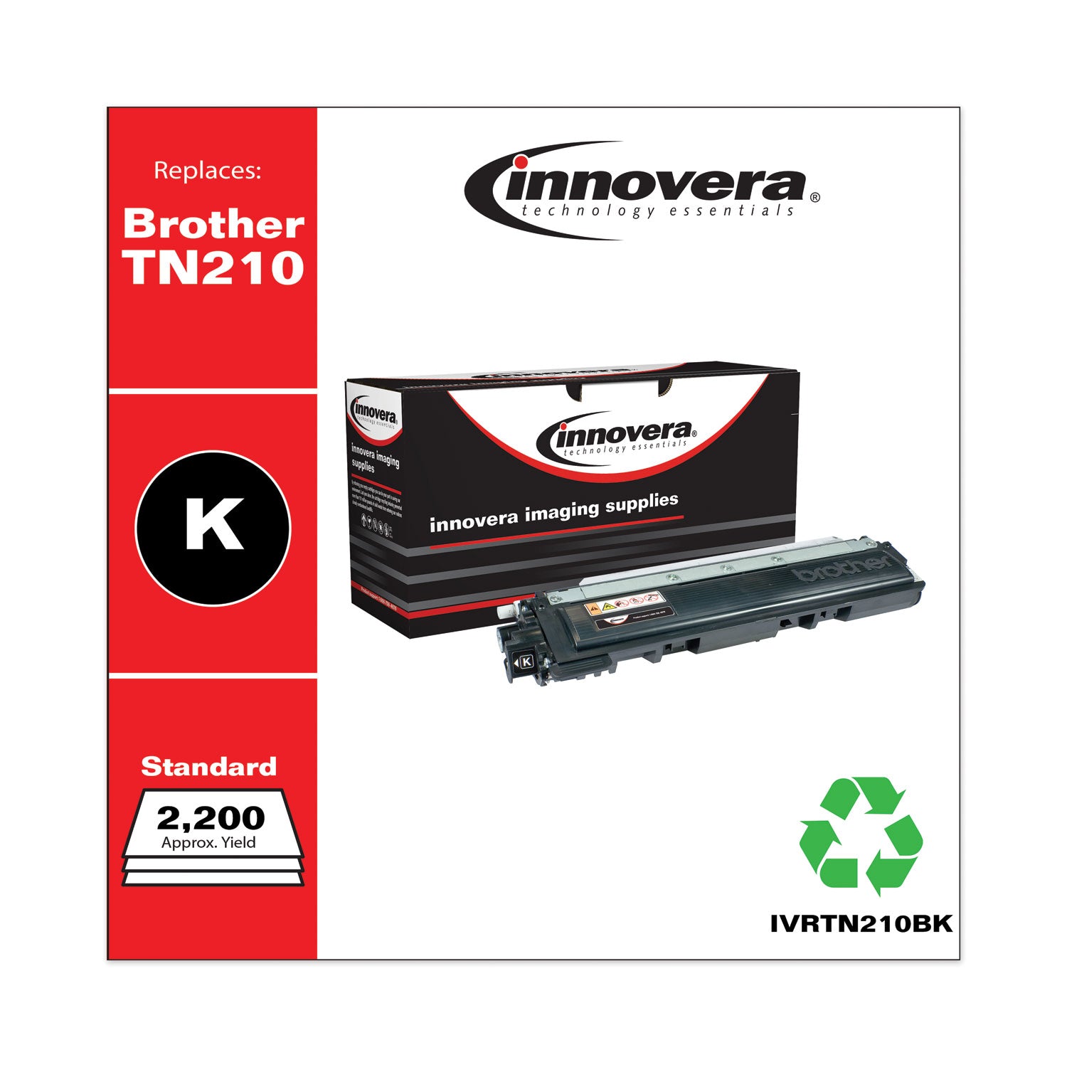 Remanufactured Black Toner, Replacement for TN210BK, 2,200 Page-Yield, Ships in 1-3 Business Days - 