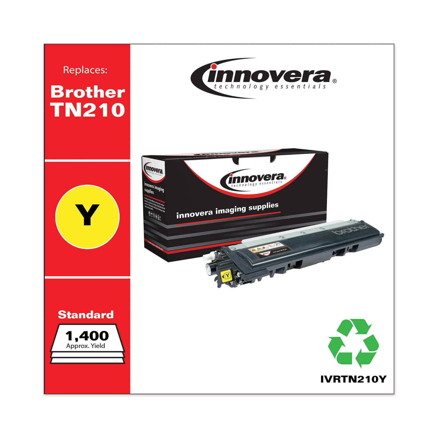 Remanufactured Yellow Toner, Replacement for TN210Y, 1,400 Page-Yield, Ships in 1-3 Business Days