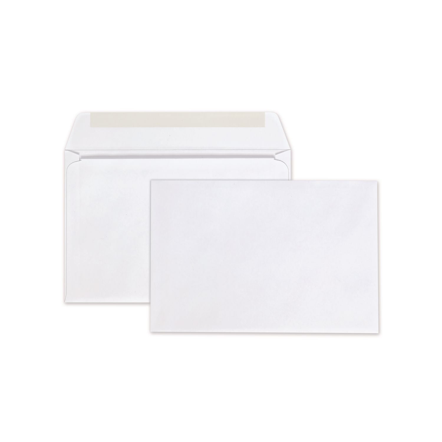 Open-Side Booklet Envelope, #6 1/2, Hub Flap, Gummed Closure, 6 x 9, White, 100/Box