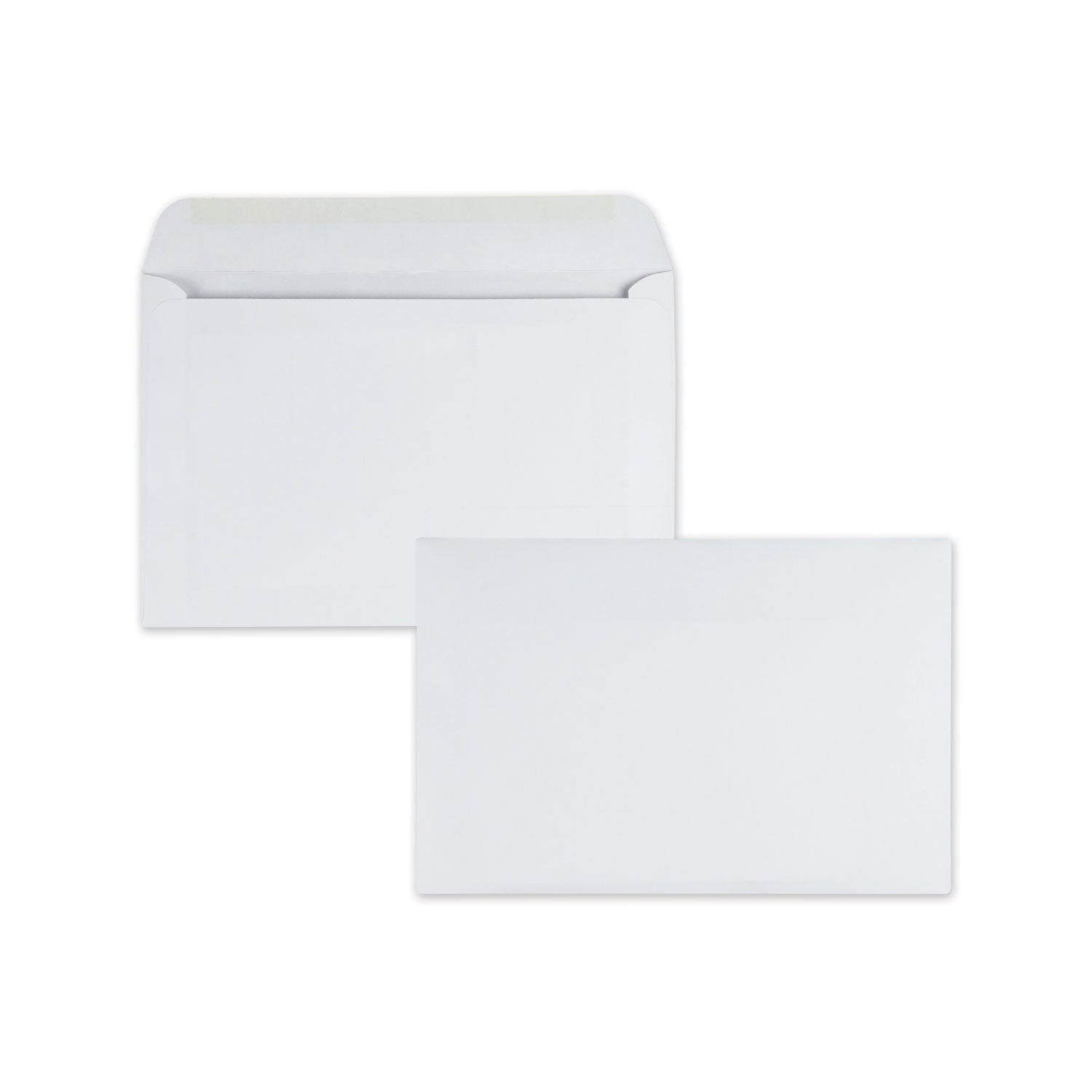 Open-Side Booklet Envelope, #6 1/2, Hub Flap, Gummed Closure, 6 x 9, White, 500/Box - 