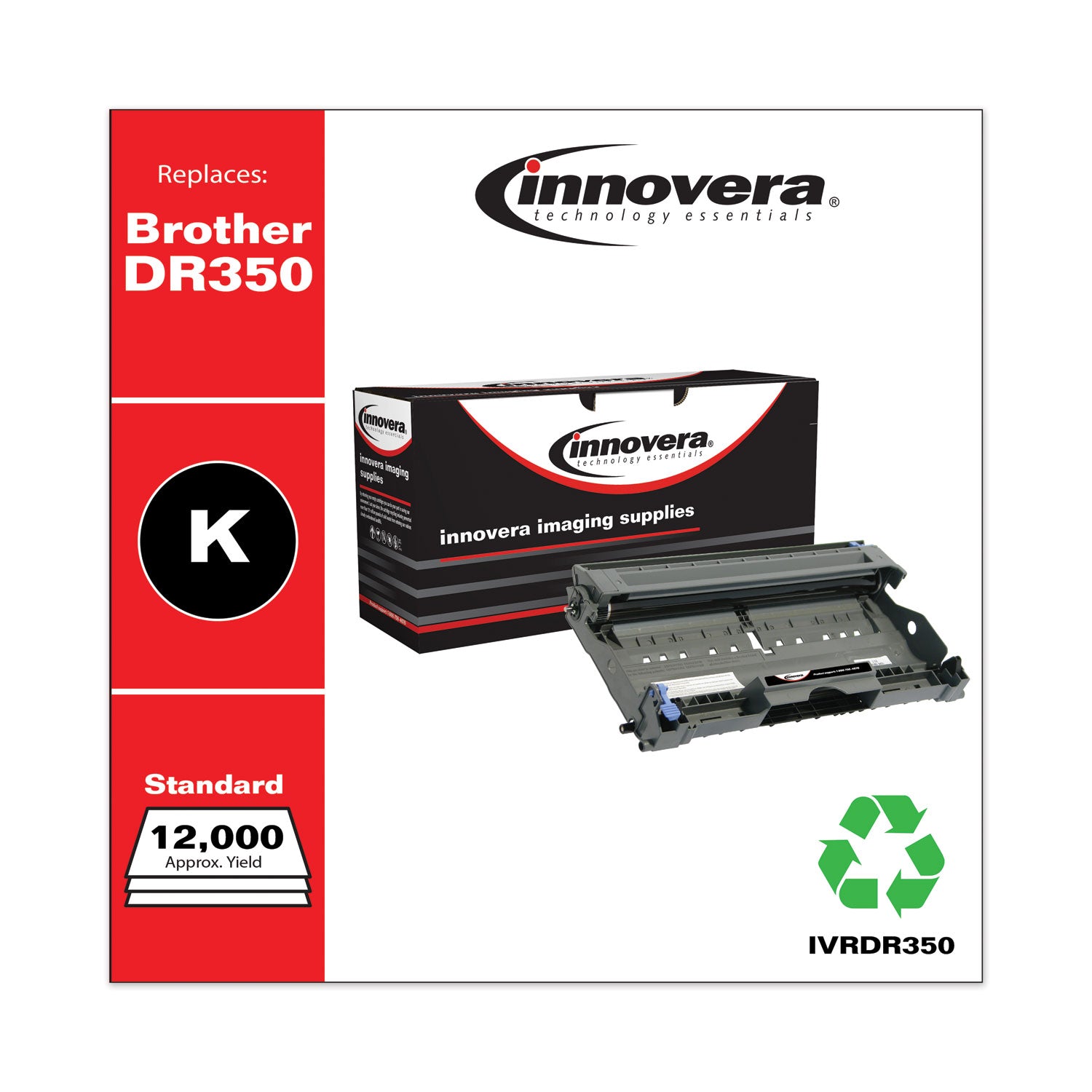 Remanufactured Black Drum Unit, Replacement for DR350, 12,000 Page-Yield, Ships in 1-3 Business Days