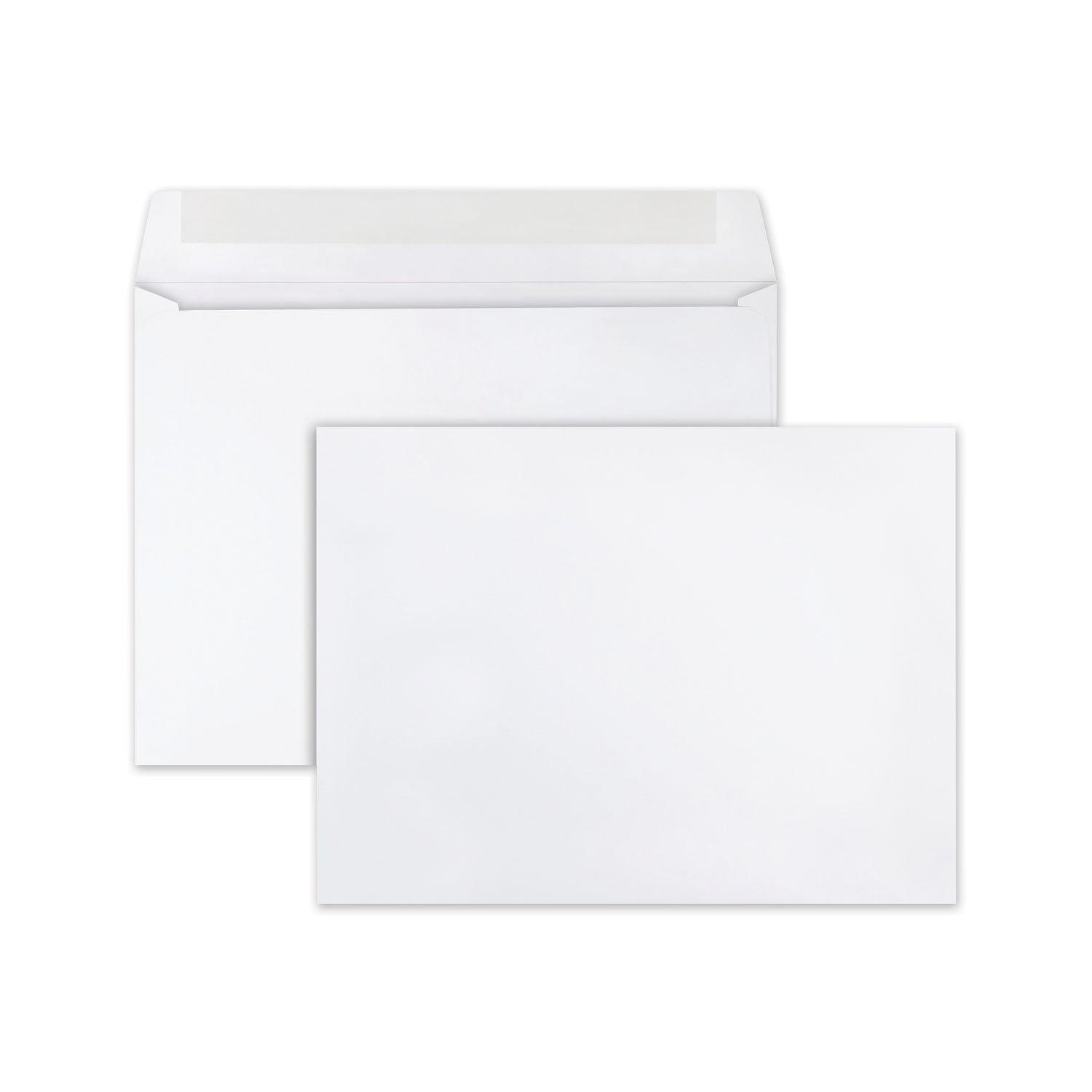 Open-Side Booklet Envelope, #10 1/2, Cheese Blade Flap, Gummed Closure, 9 x 12, White, 250/Box - 