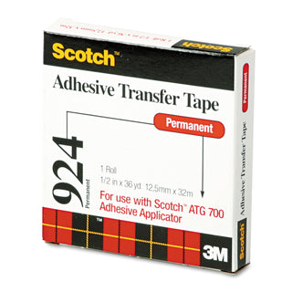 ATG Adhesive Transfer Tape, Permanent, Holds Up to 0.5 lbs, 0.5" x 36 yds, Clear - 