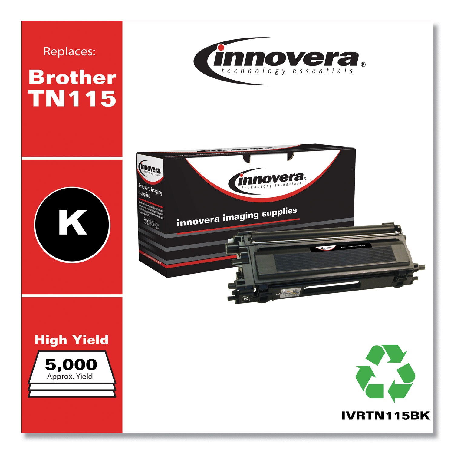 Remanufactured Black High-Yield Toner, Replacement for TN115BK, 5,000 Page-Yield - 