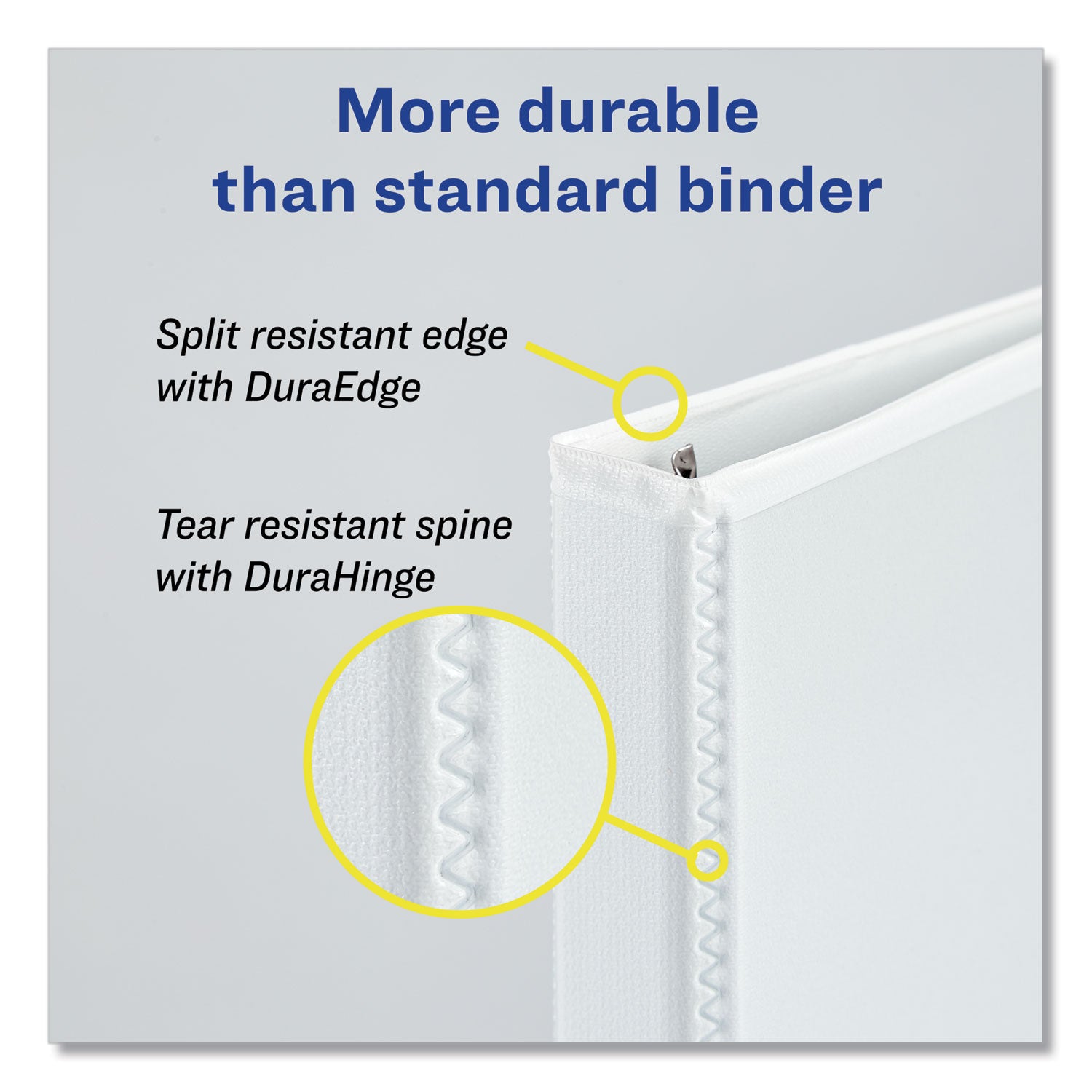 Heavy-Duty View Binder with DuraHinge and One Touch Slant Rings, 3 Rings, 0.5" Capacity, 11 x 8.5, White