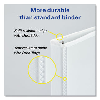 Heavy-Duty View Binder with DuraHinge and One Touch Slant Rings, 3 Rings, 0.5" Capacity, 11 x 8.5, White