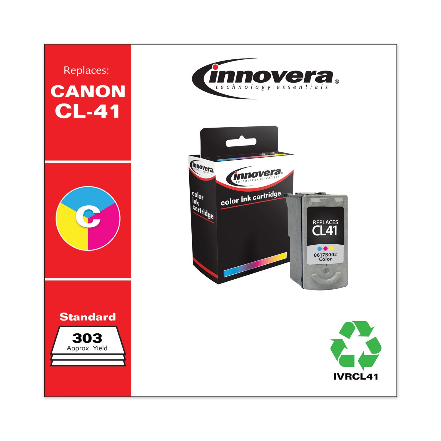 Remanufactured Tri-Color Ink, Replacement for CL-41 (0617B002), 303 Page-Yield - 