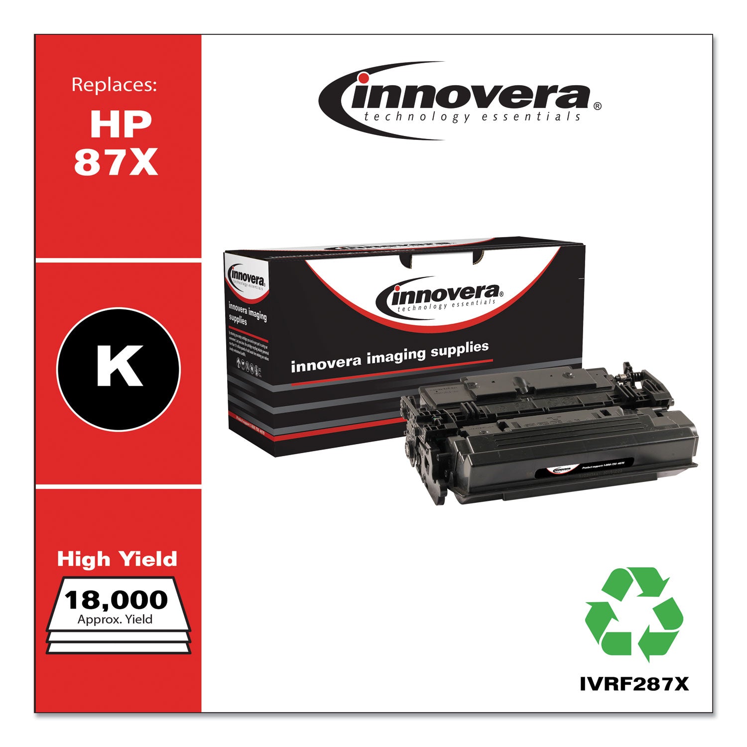 Remanufactured Black High-Yield Toner, Replacement for 87X (CF287X), 18,000 Page-Yield