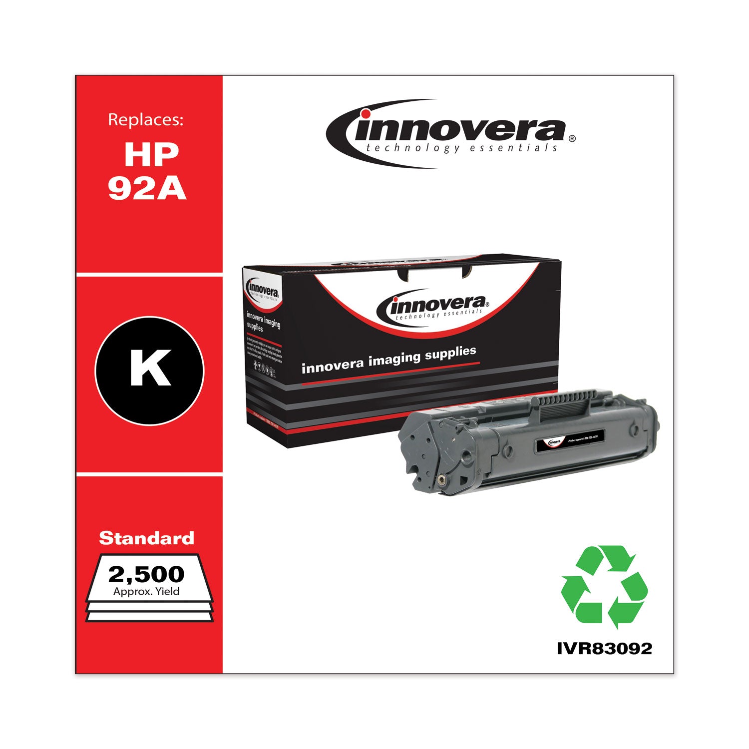 Remanufactured Black Toner, Replacement for 92A (4092A), 2,500 Page-Yield, Ships in 1-3 Business Days - 