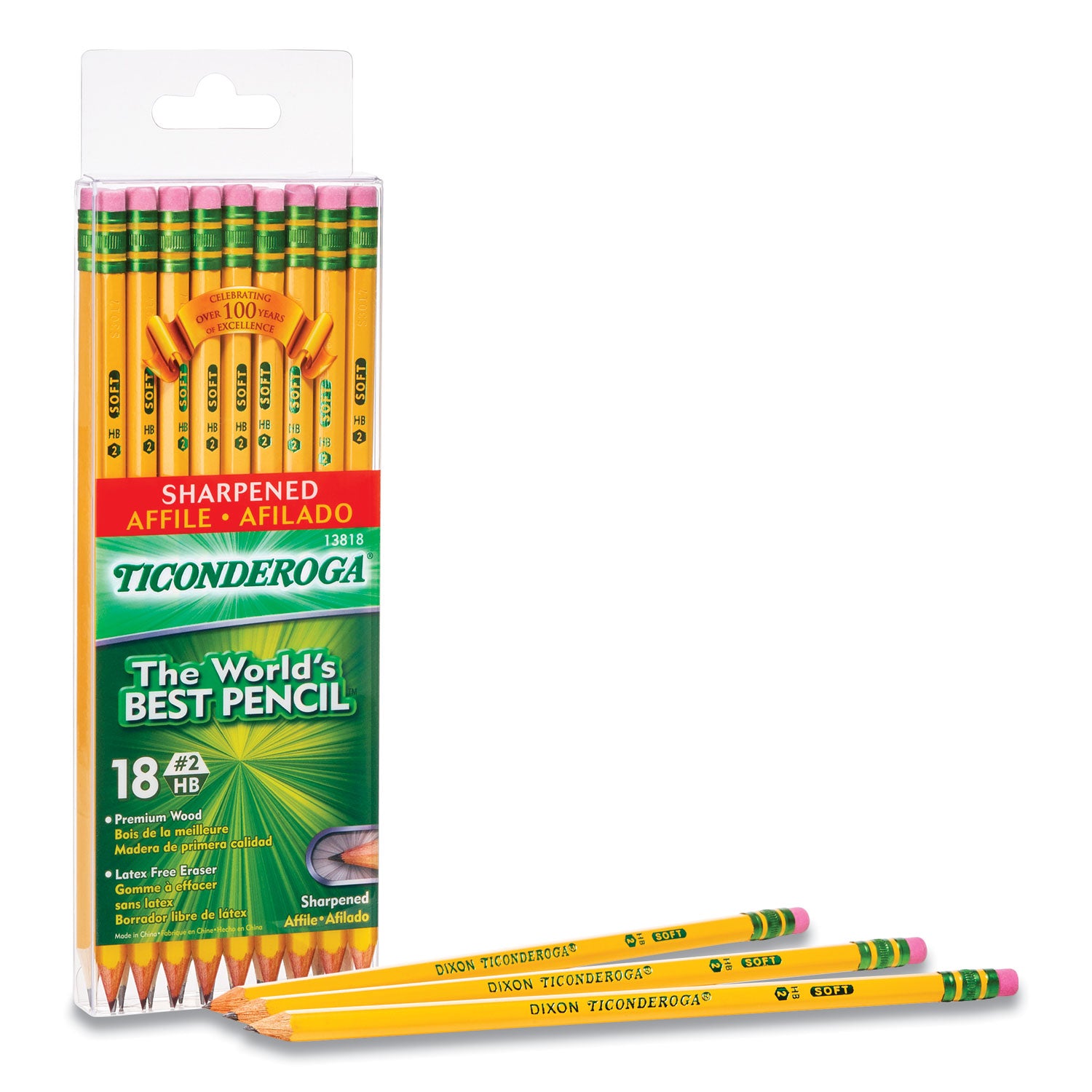 pre-sharpened-pencil-hb-#2-black-lead-yellow-barrel-18-pack_dix13818 - 2