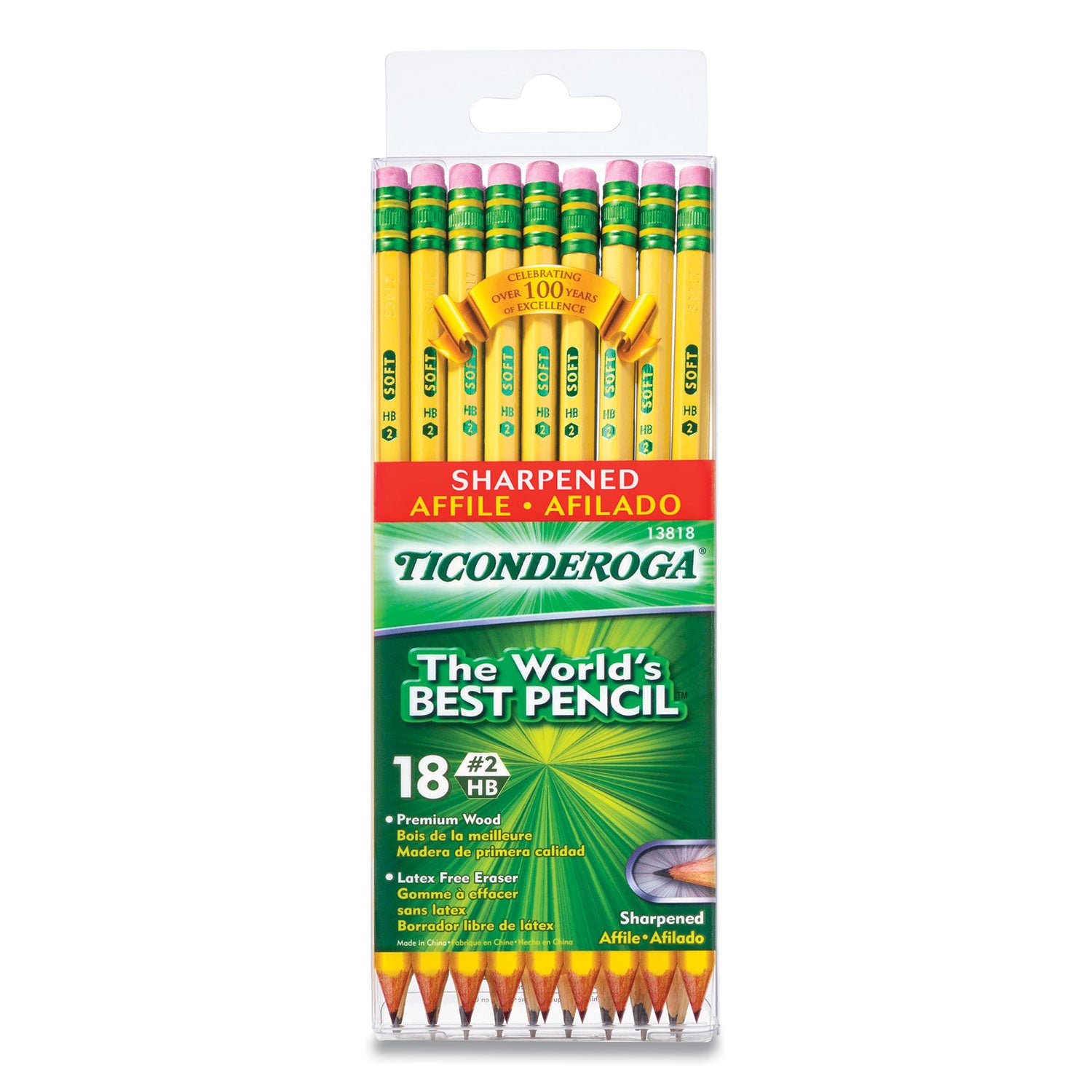 pre-sharpened-pencil-hb-#2-black-lead-yellow-barrel-18-pack_dix13818 - 1