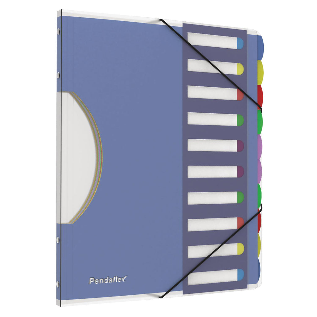 PileSmart Project Sorters, 0.75" Expansion, 10 Sections, Elastic Cord Closure, 1/10-Cut Tabs, Letter Size, Blue