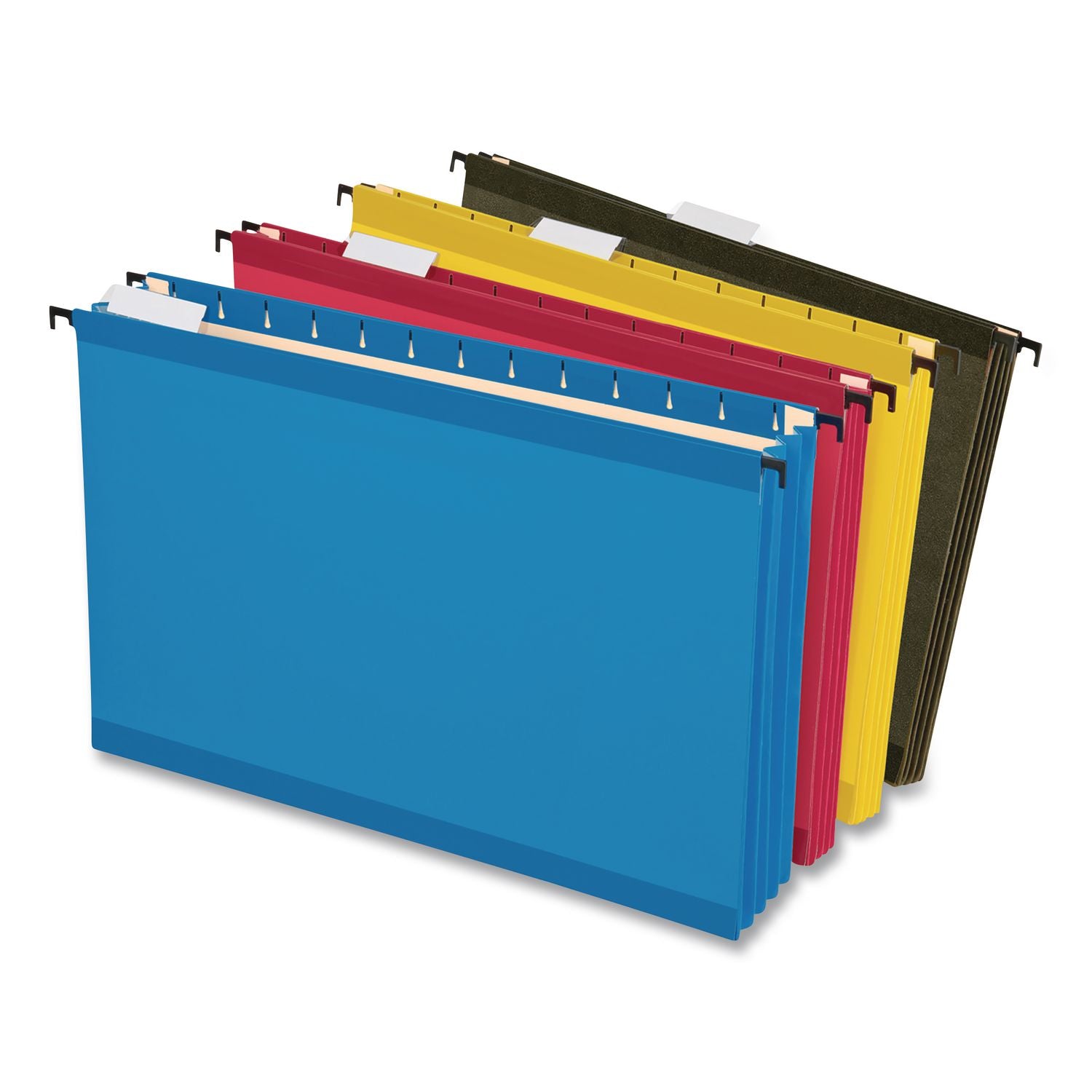 Pendaflex SureHook Legal Recycled Hanging Folder - 3 1/2" Folder Capacity - 8 1/2" x 14" - 3 1/2" Expansion - Poly - Blue, Red, Yellow, Standard Green - 10% Recycled - 4 / Pack