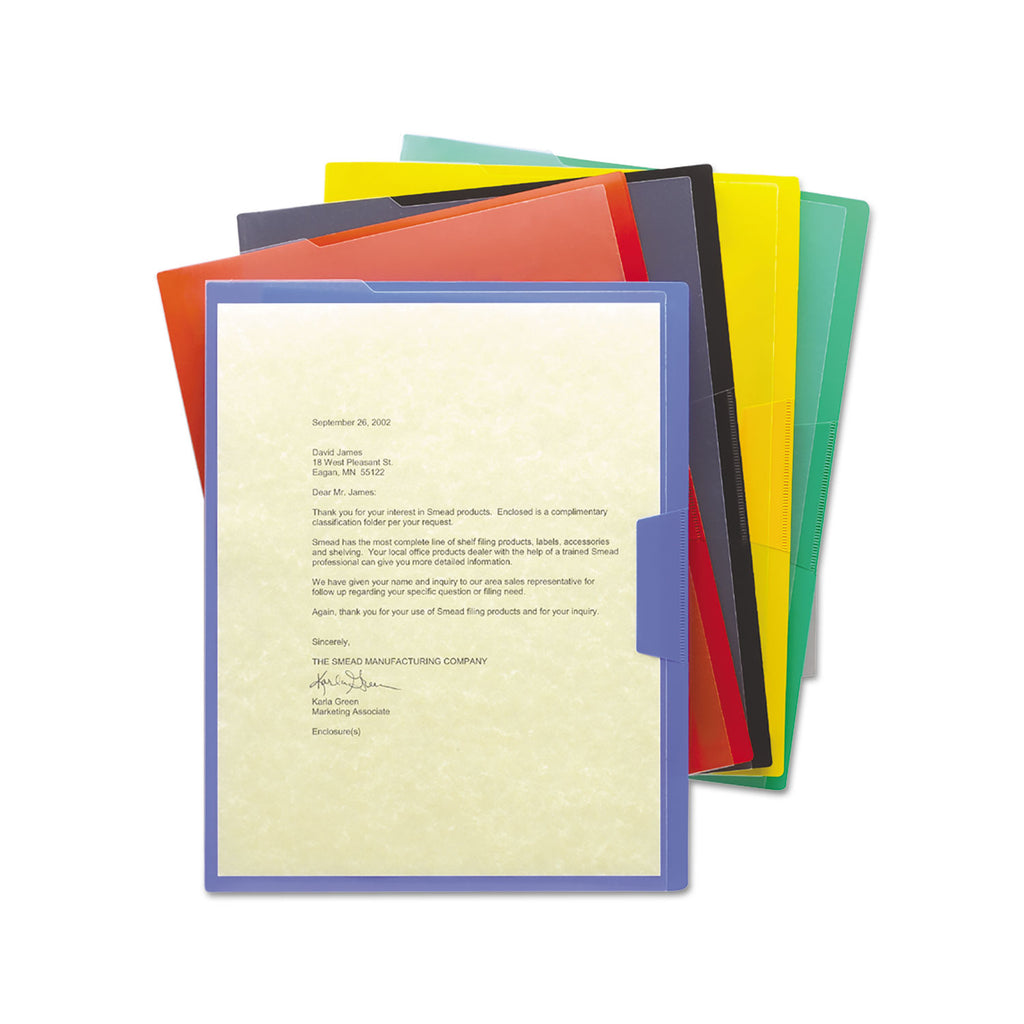Organized Up Poly Opaque Project Jackets, Letter Size, Assorted Colors, 5/Pack - 
