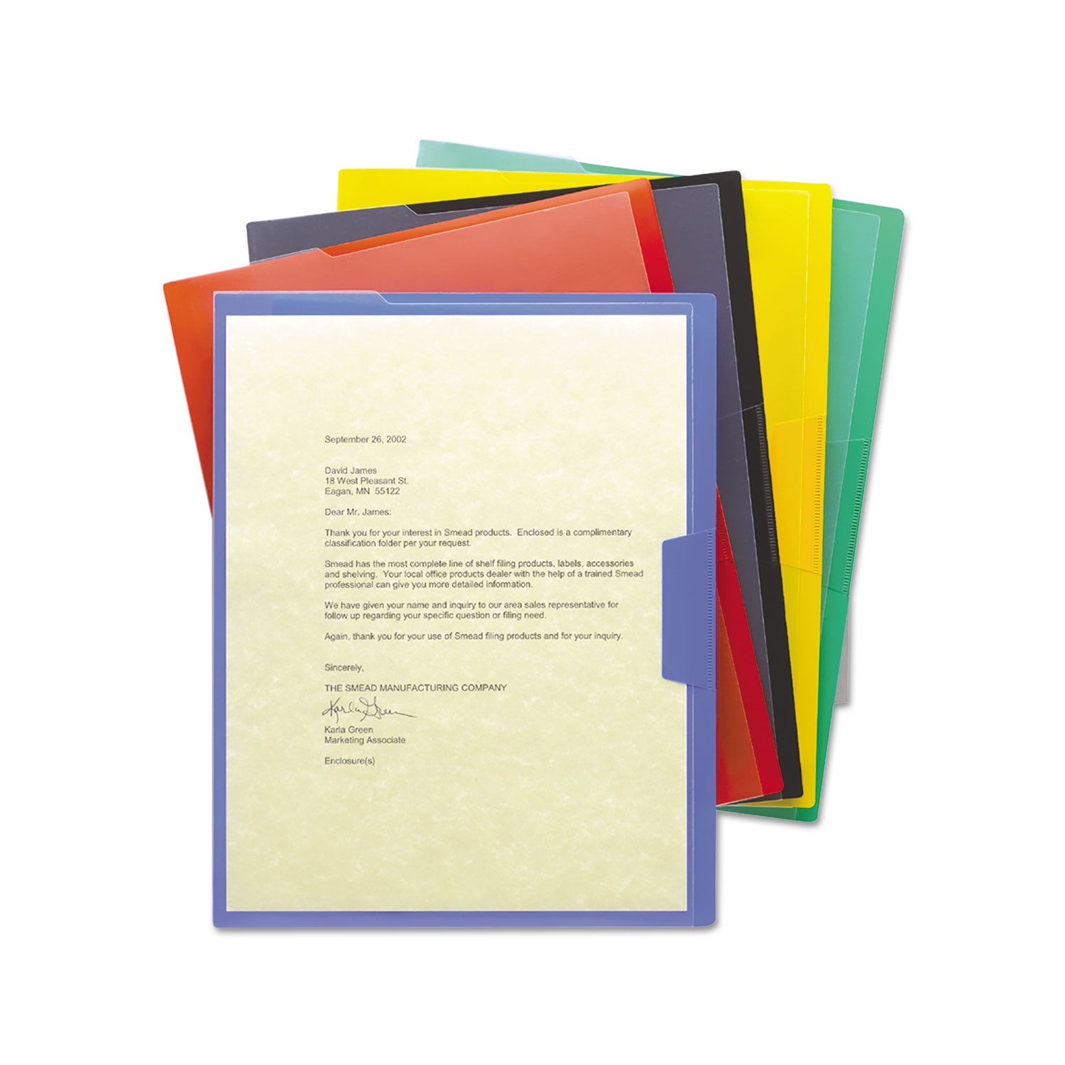 Organized Up Poly Opaque Project Jackets, Letter Size, Assorted Colors, 5/Pack - 