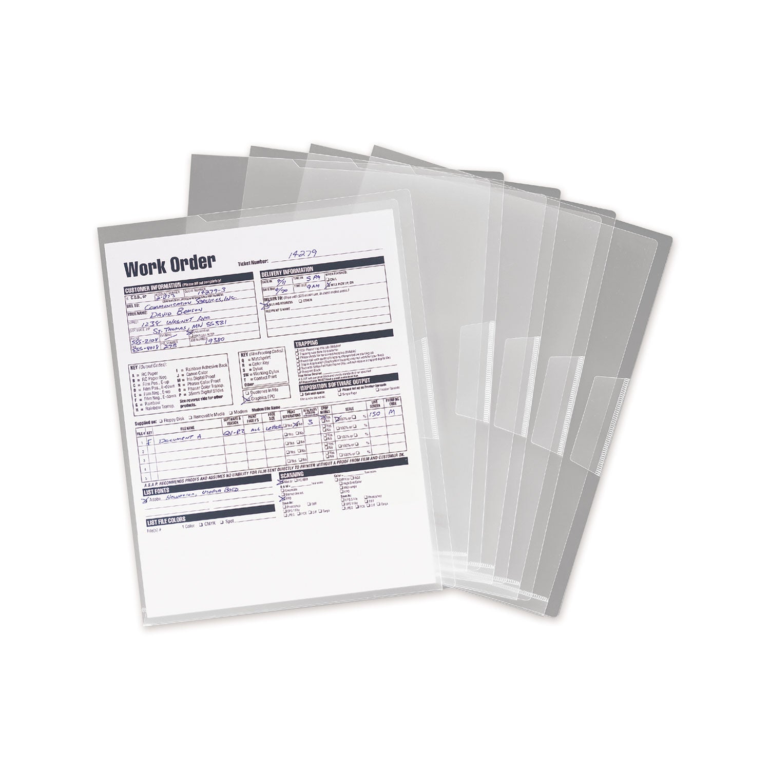 Poly Translucent Project Jackets, Letter Size, Clear, 5/Pack - 