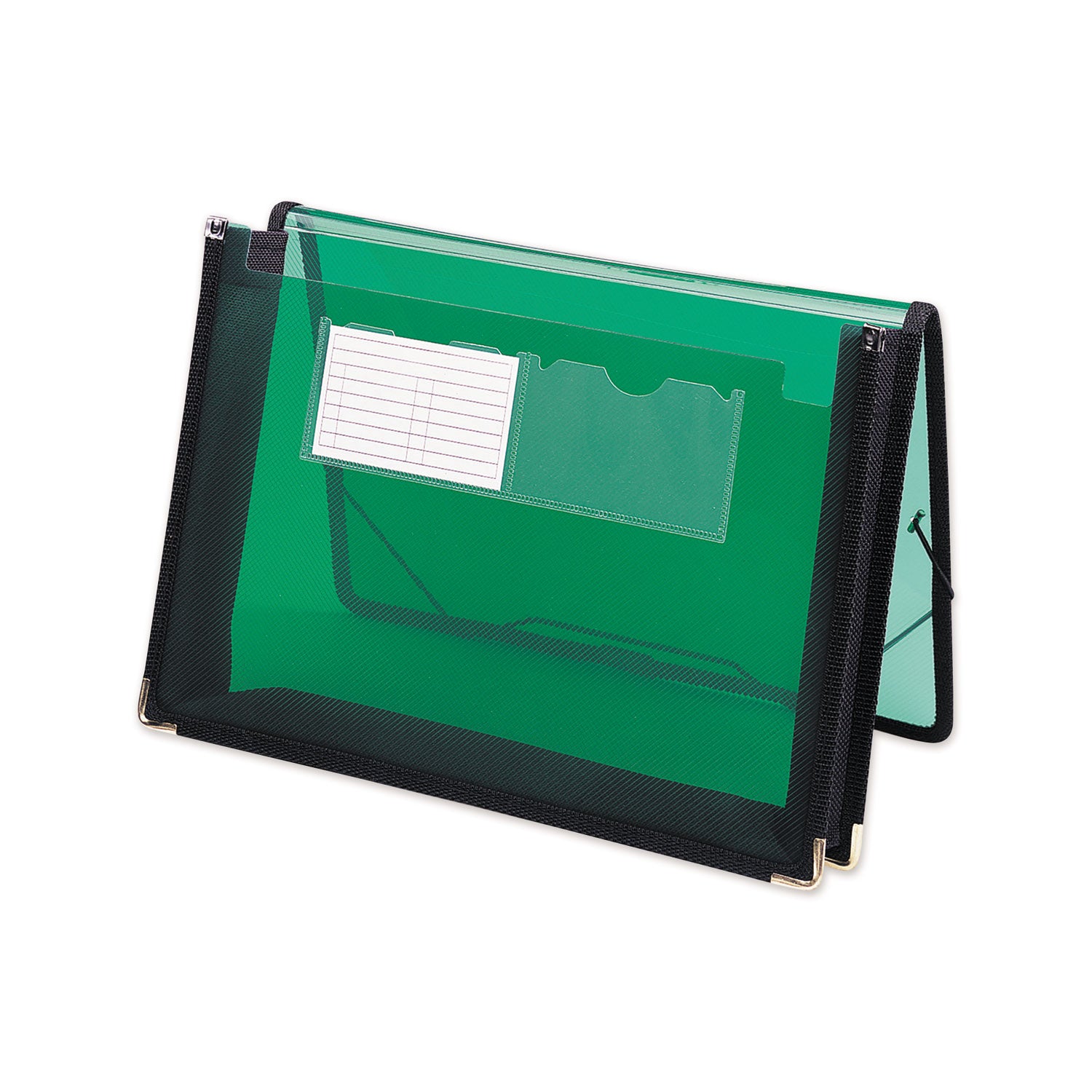 Poly Wallets, 2.25" Expansion, 1 Section, Elastic Cord Closure, Letter Size, Translucent Green - 