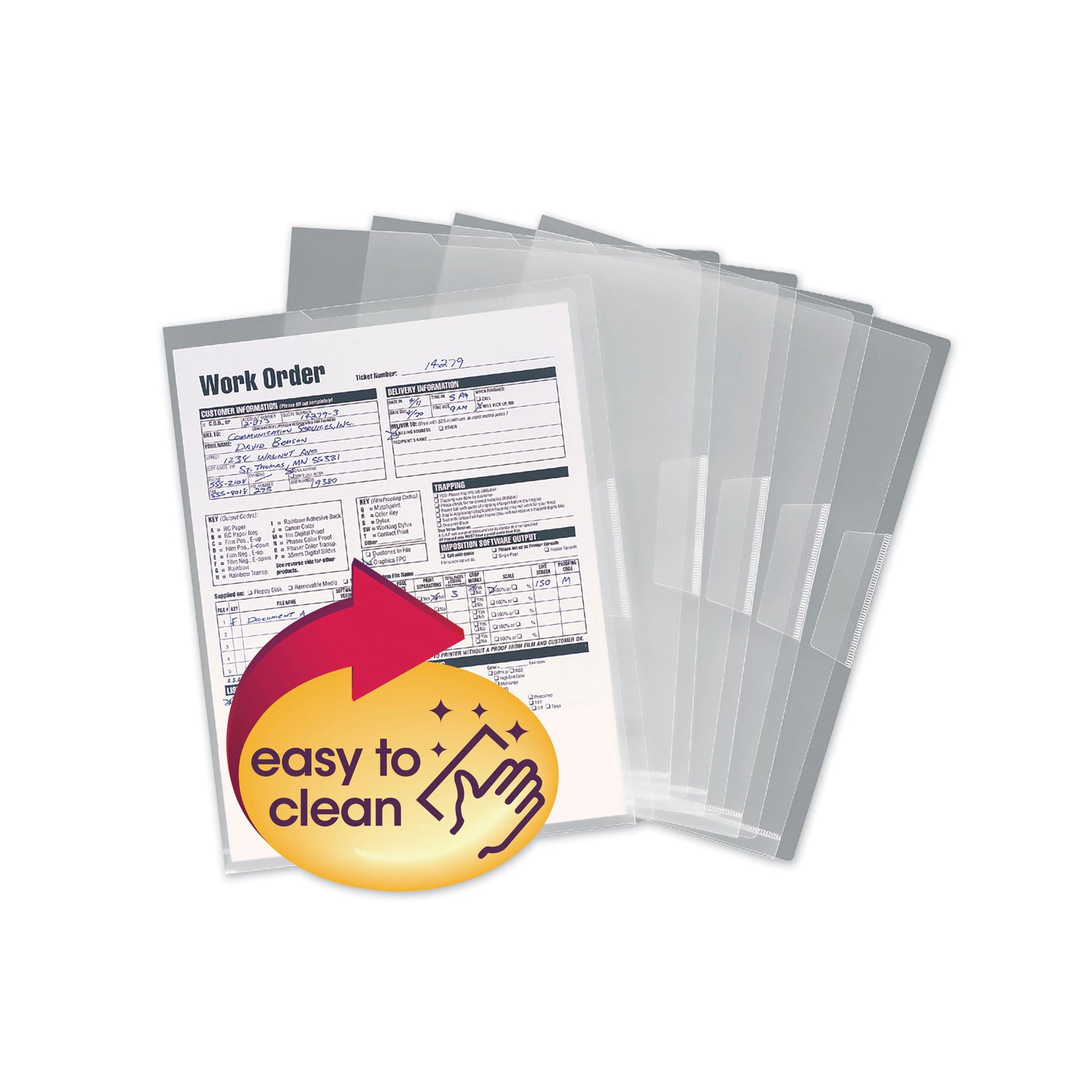 Poly Translucent Project Jackets, Letter Size, Clear, 5/Pack - 