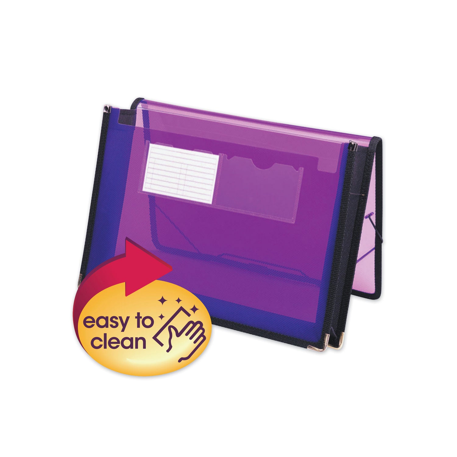 Poly Wallets, 2.25" Expansion, 1 Section, Elastic Cord Closure, Letter Size, Translucent Purple - 
