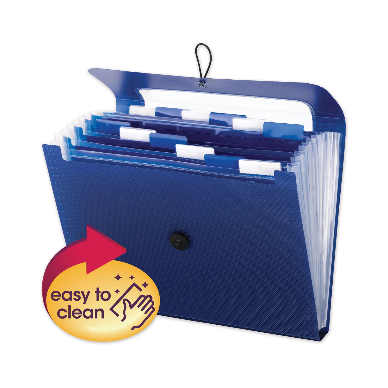 Step Index Organizer, 12 Sections, Cord/Hook Closure, 1/6-Cut Tabs, Letter Size, Navy - 