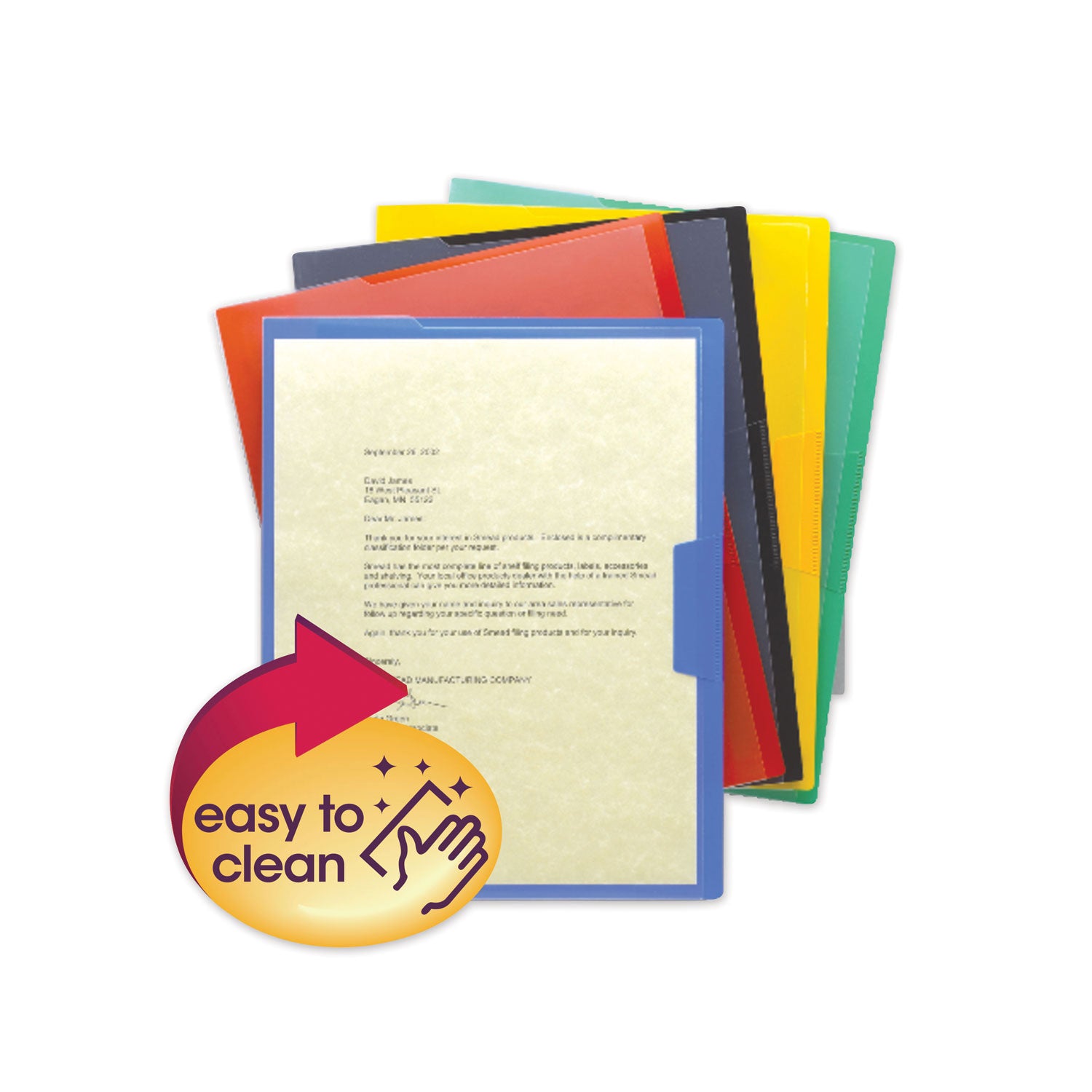 Organized Up Poly Opaque Project Jackets, Letter Size, Assorted Colors, 5/Pack - 