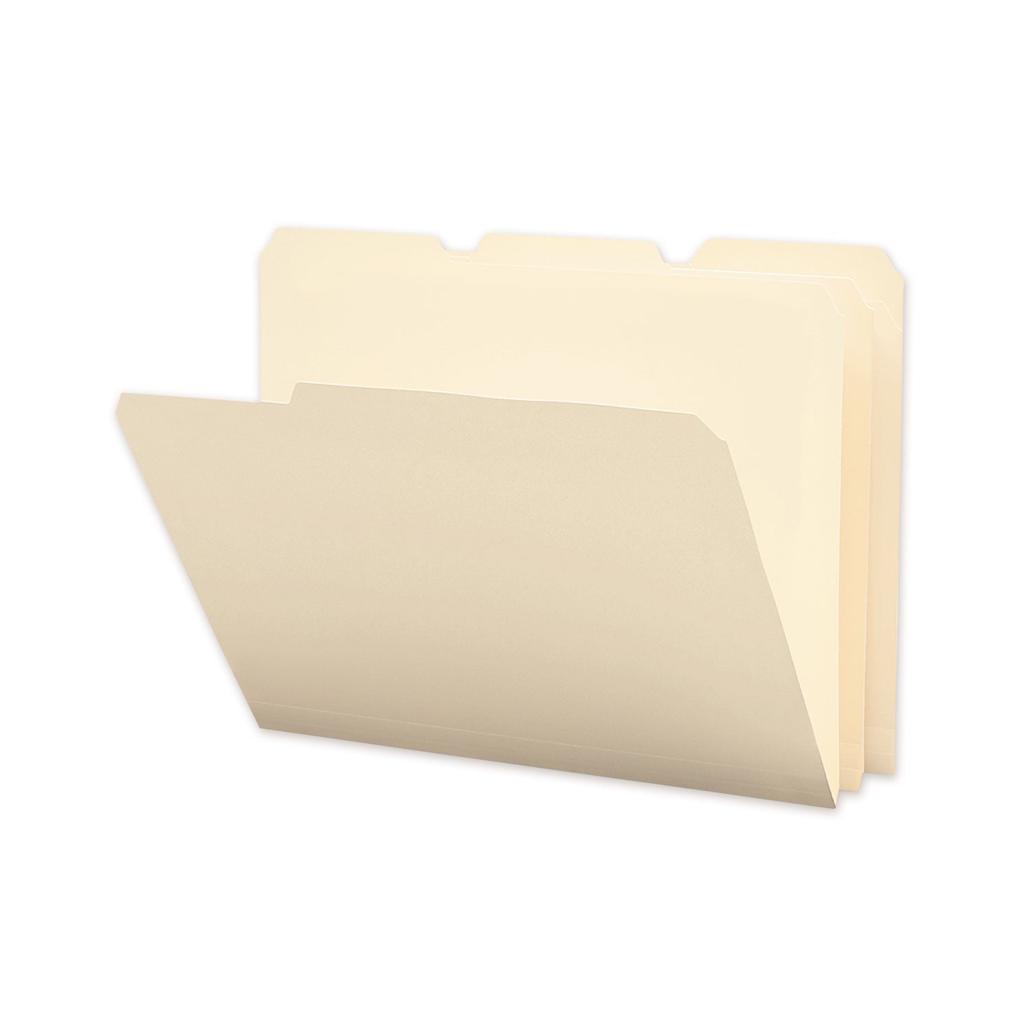 Poly Manila Folders, 1/3-Cut Tabs: Assorted, Letter Size, Manila, 12/Pack - 
