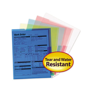 Organized Up Translucent Poly Project Jacket, Letter Size, Assorted Colors, 5/Pack - 