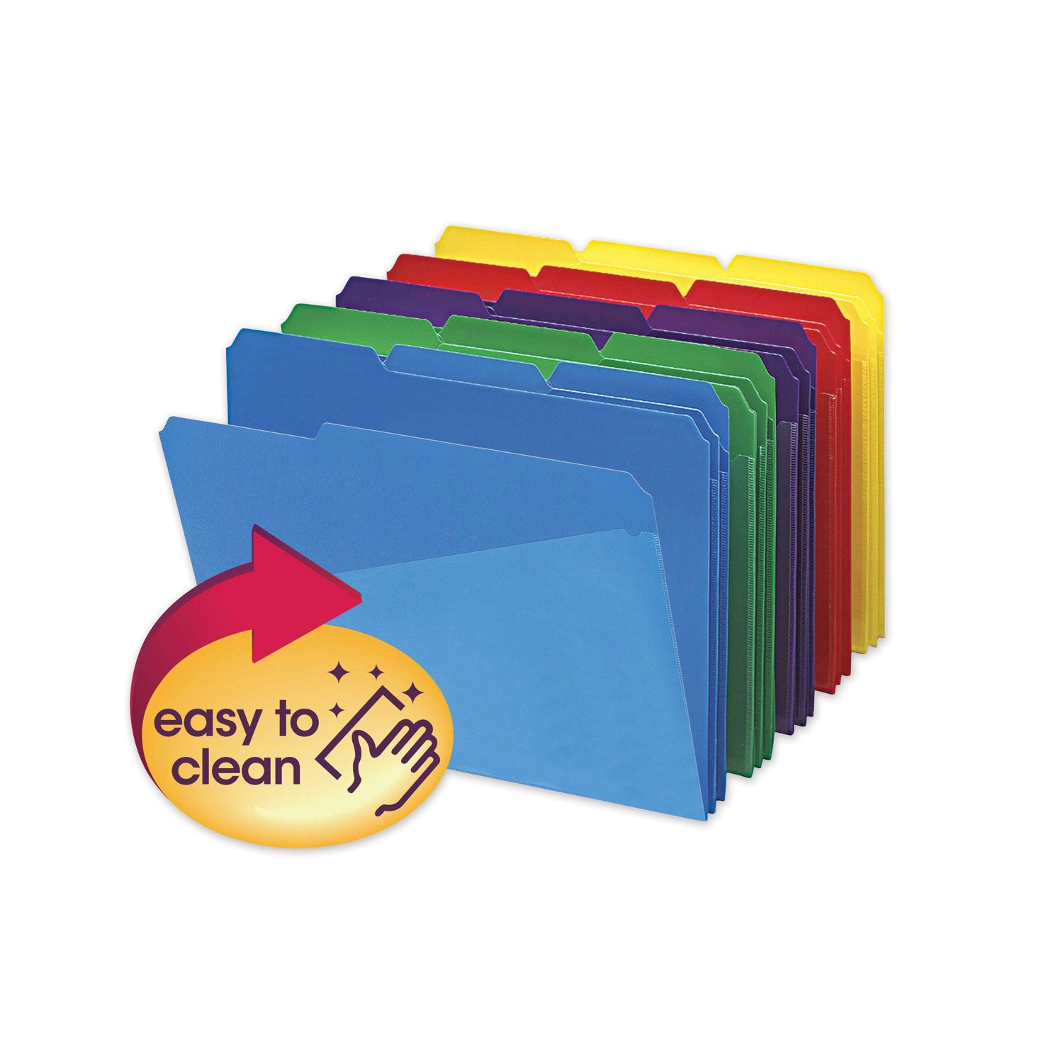 Poly Colored File Folders With Slash Pocket, 1/3-Cut Tabs: Assorted, Letter Size, 0.75" Expansion, Assorted Colors, 30/Box - 