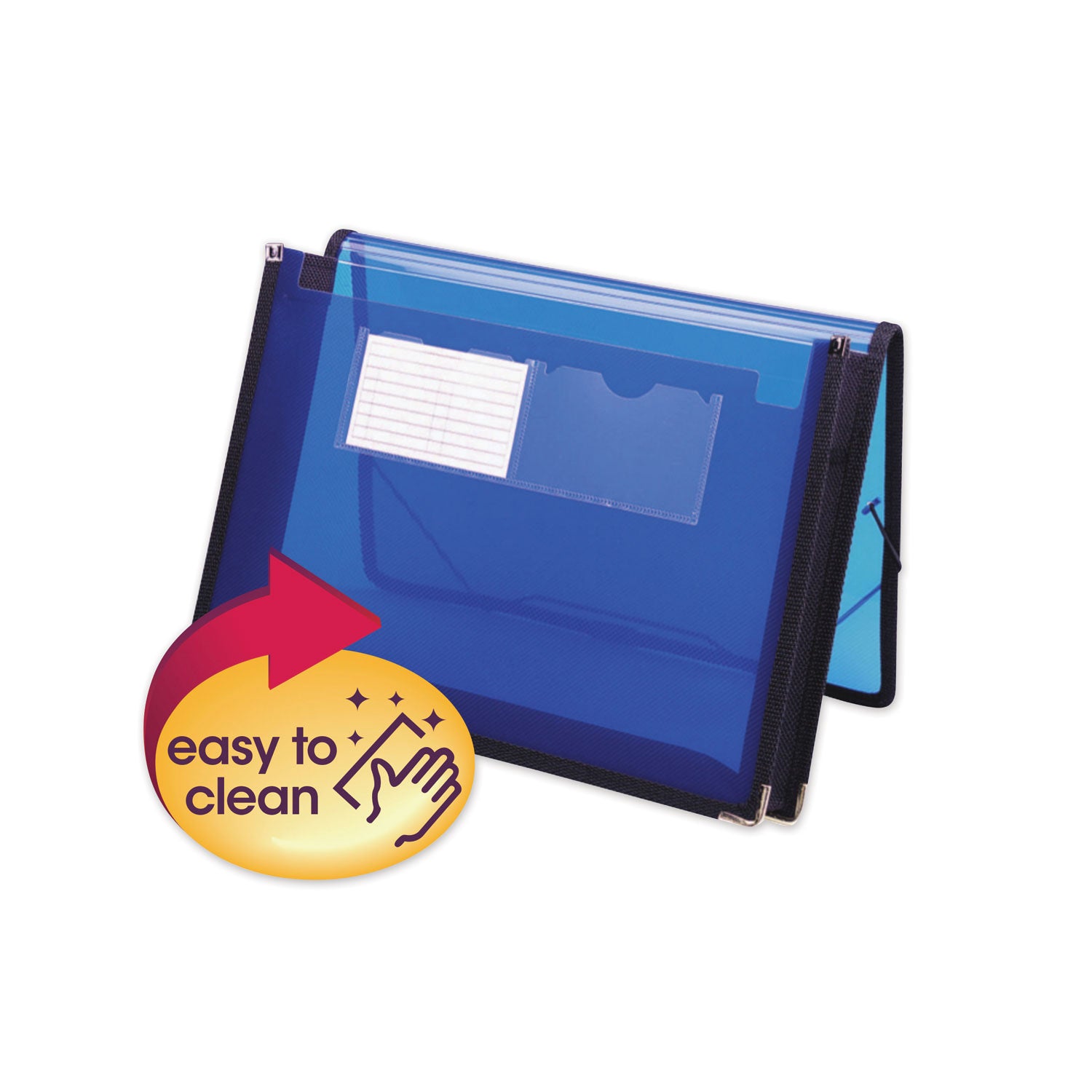 Poly Wallets, 2.25" Expansion, 1 Section, Elastic Cord Closure, Letter Size, Translucent Blue - 