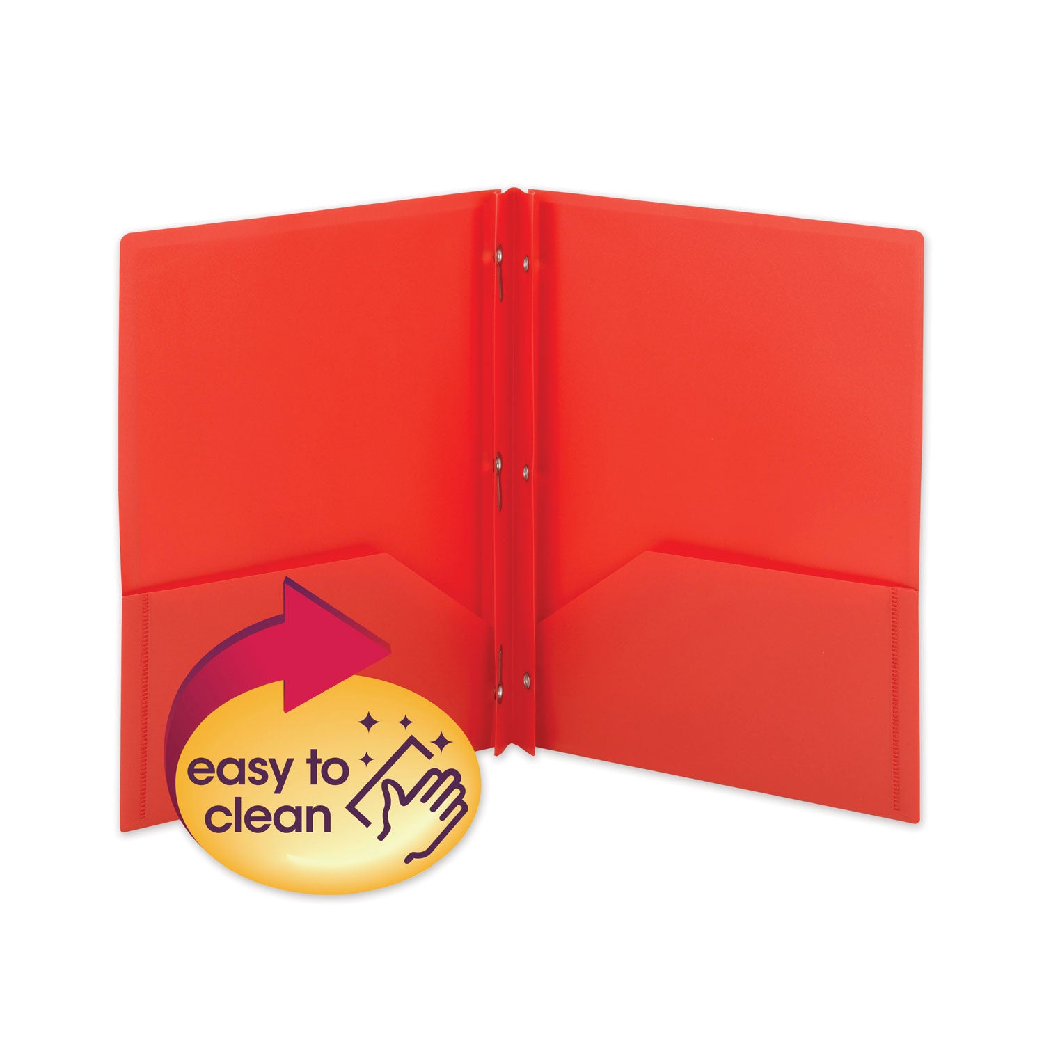 Poly Two-Pocket Folder with Fasteners, 180-Sheet Capacity, 11 x 8.5, Red, 25/Box - 