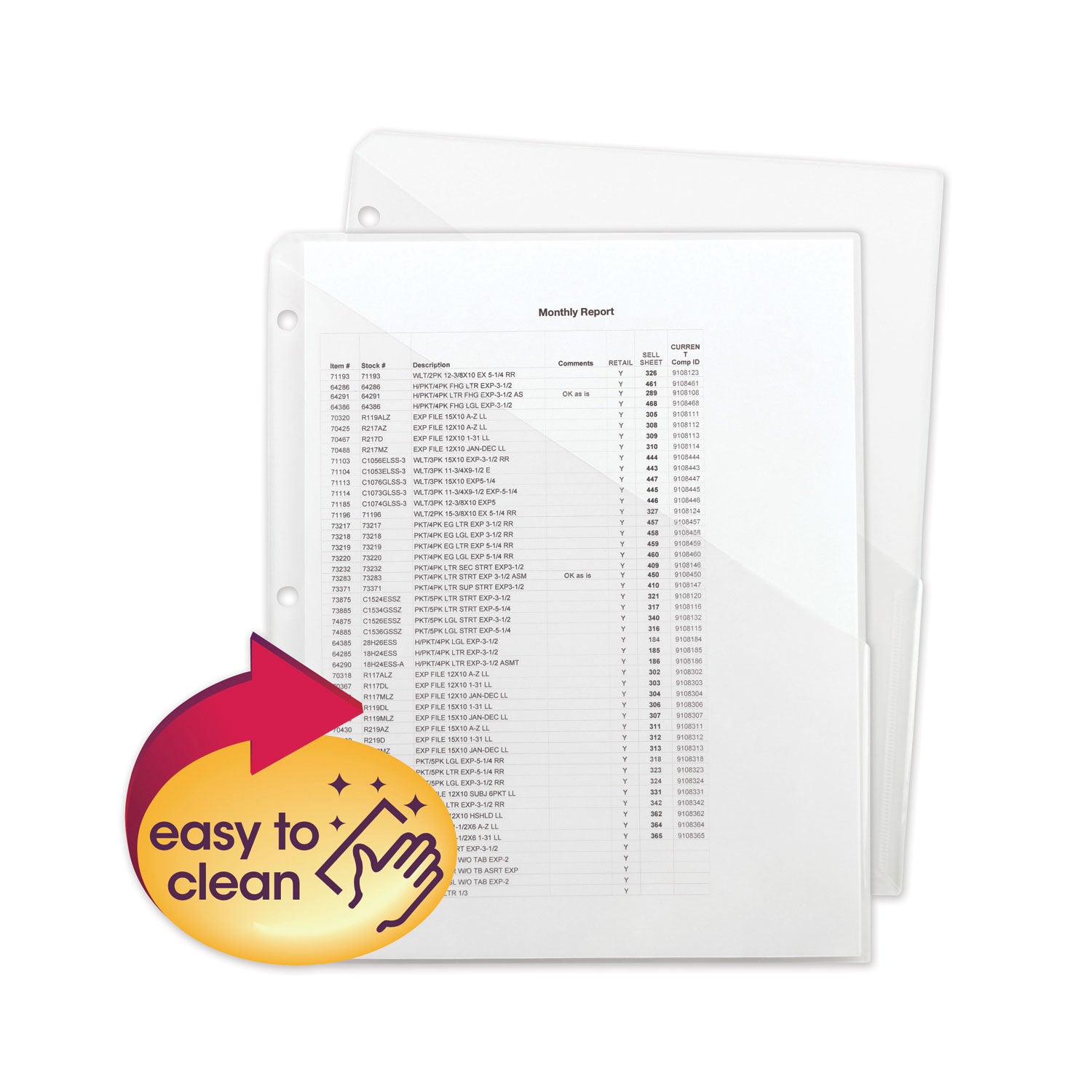 Organized Up Poly Slash Jackets, 2-Sections, Letter Size, Clear, 5/Pack - 