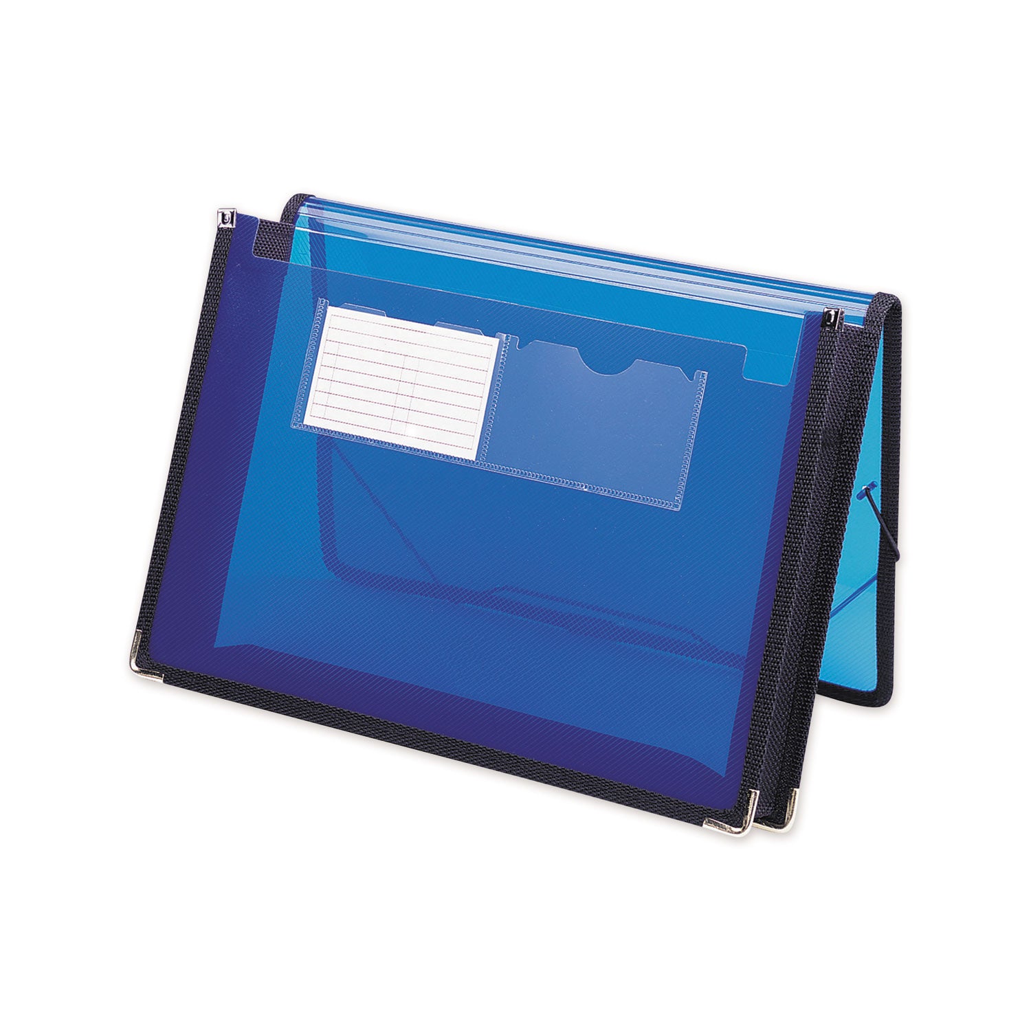 Poly Wallets, 2.25" Expansion, 1 Section, Elastic Cord Closure, Letter Size, Translucent Blue - 