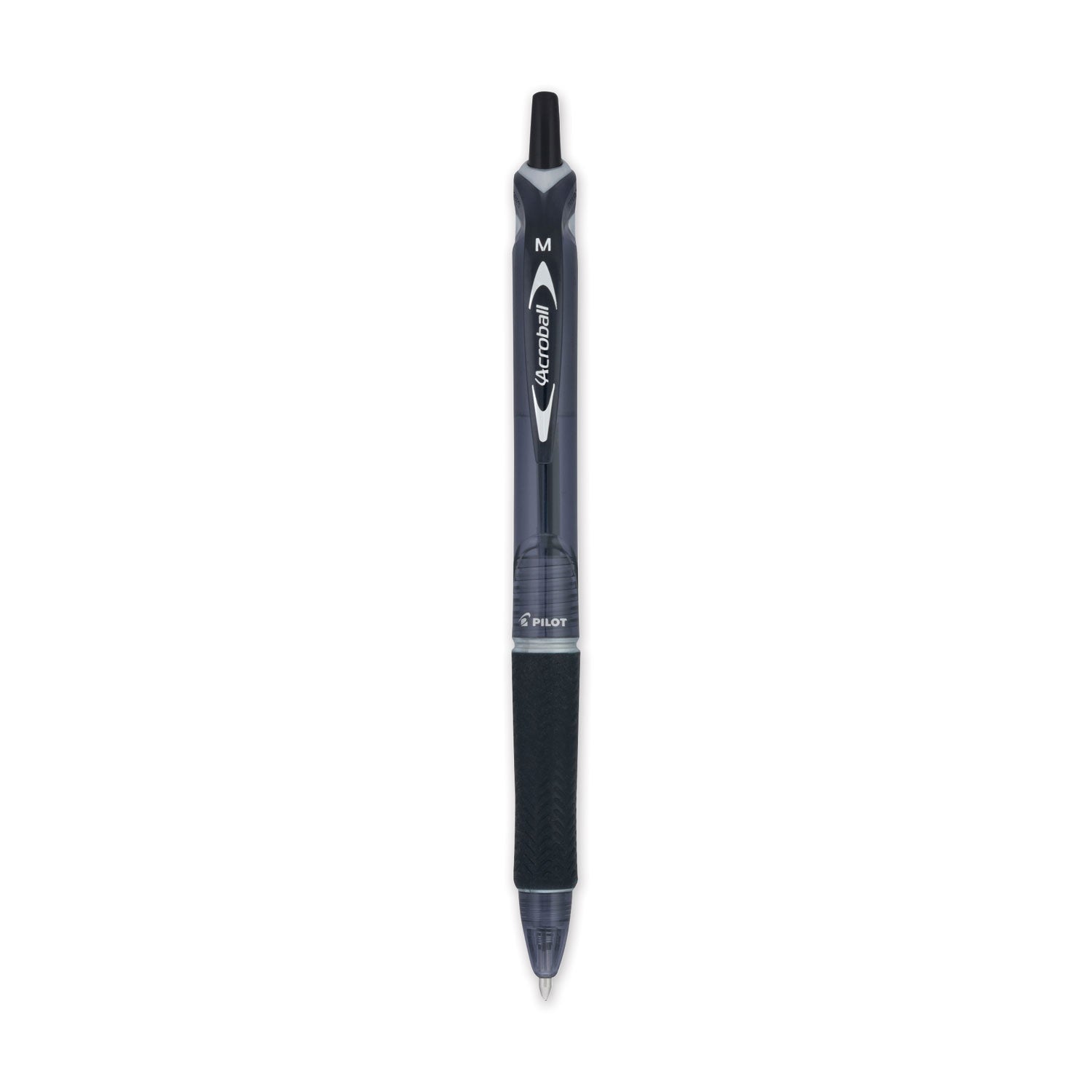 Acroball Colors Advanced Ink Hybrid Gel Pen, Retractable, Medium 1 mm, Black Ink, Smoke/Black Barrel, Dozen - 