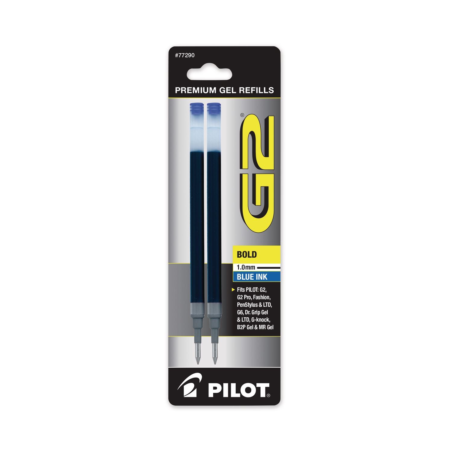 Refill for Pilot G2 Gel Ink Pens, Bold Conical Tip, Blue Ink, 2/Pack
