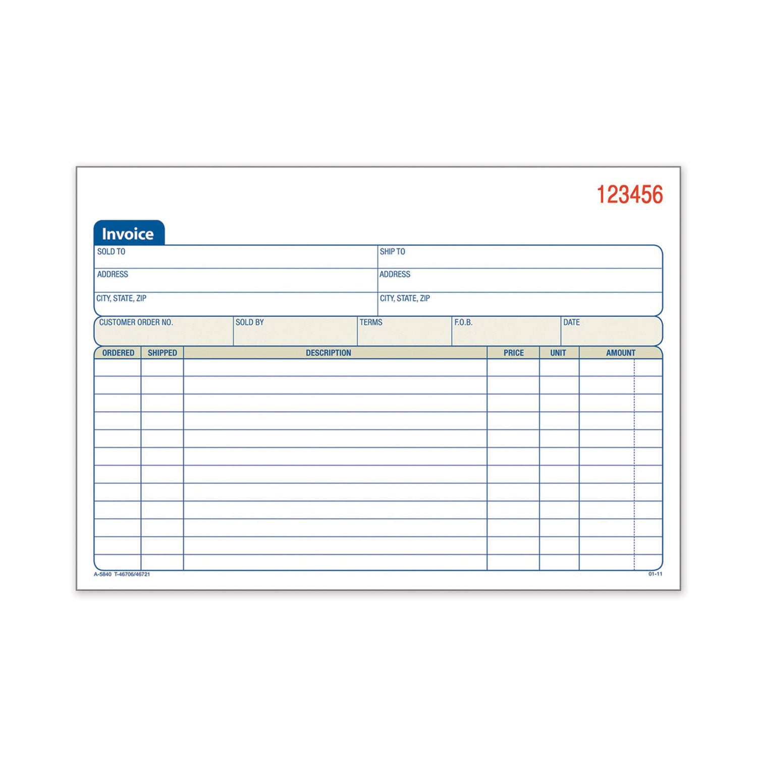 Two-Part Invoice Book, Two-Part Carbonless, 5.56 x 8.44, 50 Forms Total - 