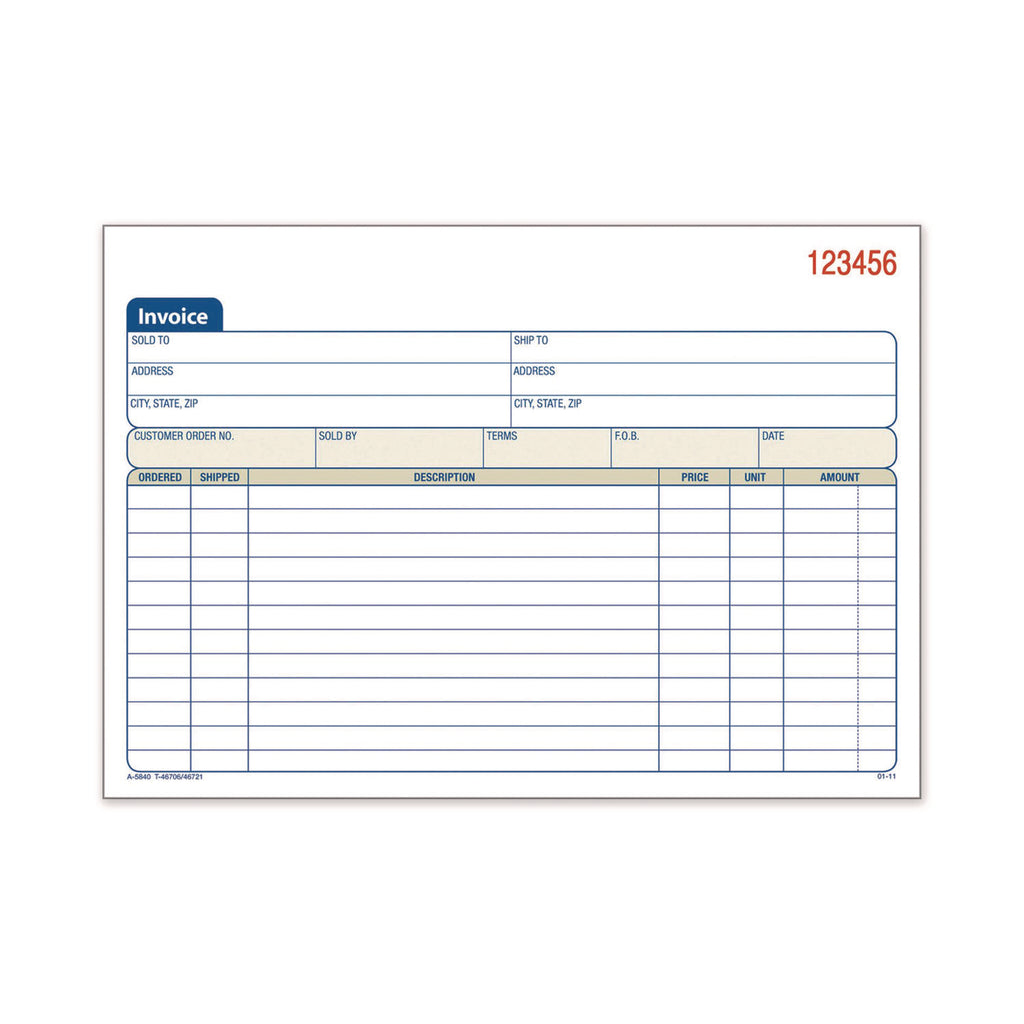Two-Part Invoice Book, Two-Part Carbonless, 5.56 x 8.44, 50 Forms Total