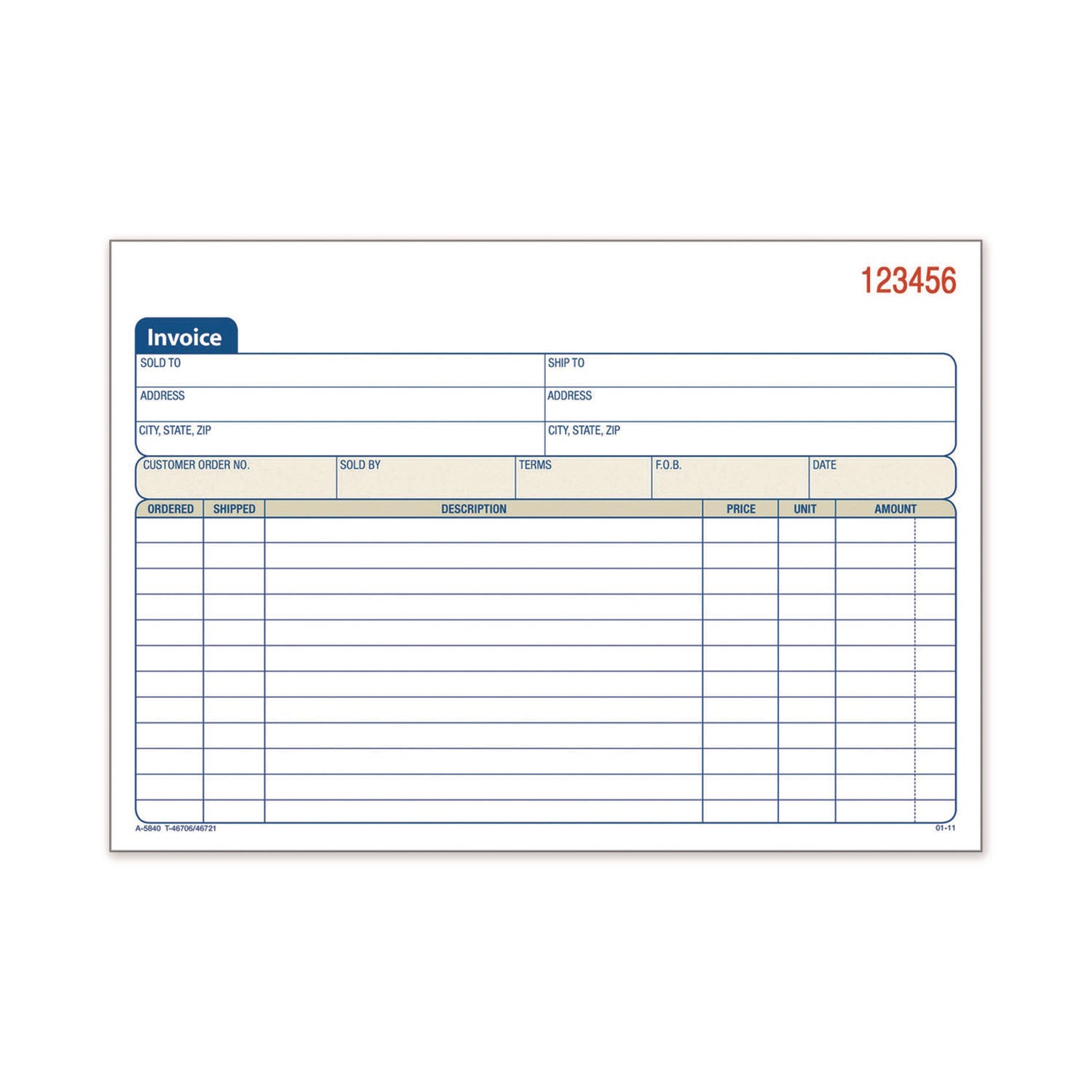 Two-Part Invoice Book, Two-Part Carbonless, 5.56 x 8.44, 50 Forms Total