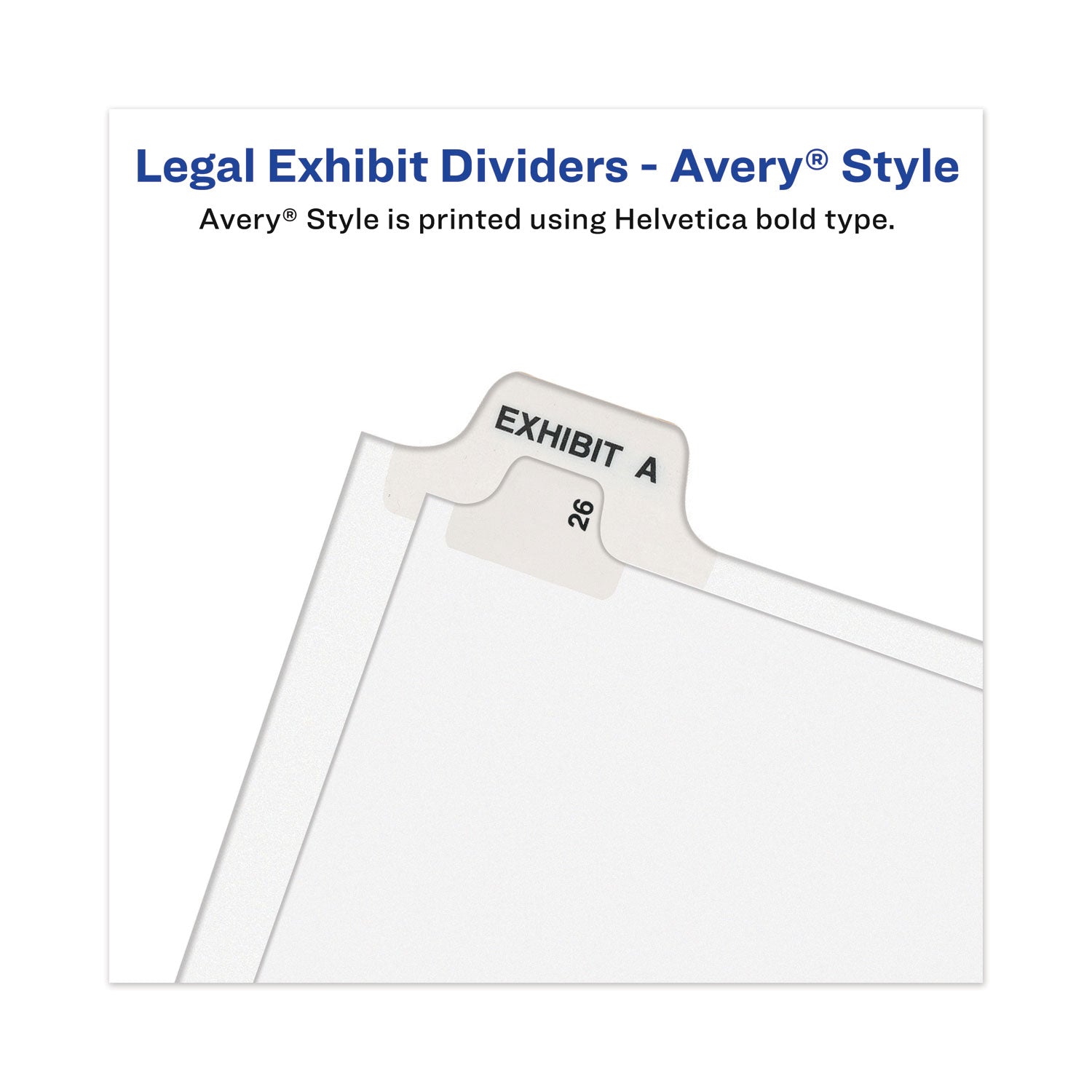 Avery-Style Preprinted Legal Side Tab Divider, 26-Tab, Exhibit A, 11 x 8.5, White, 25/Pack, (1371) - 