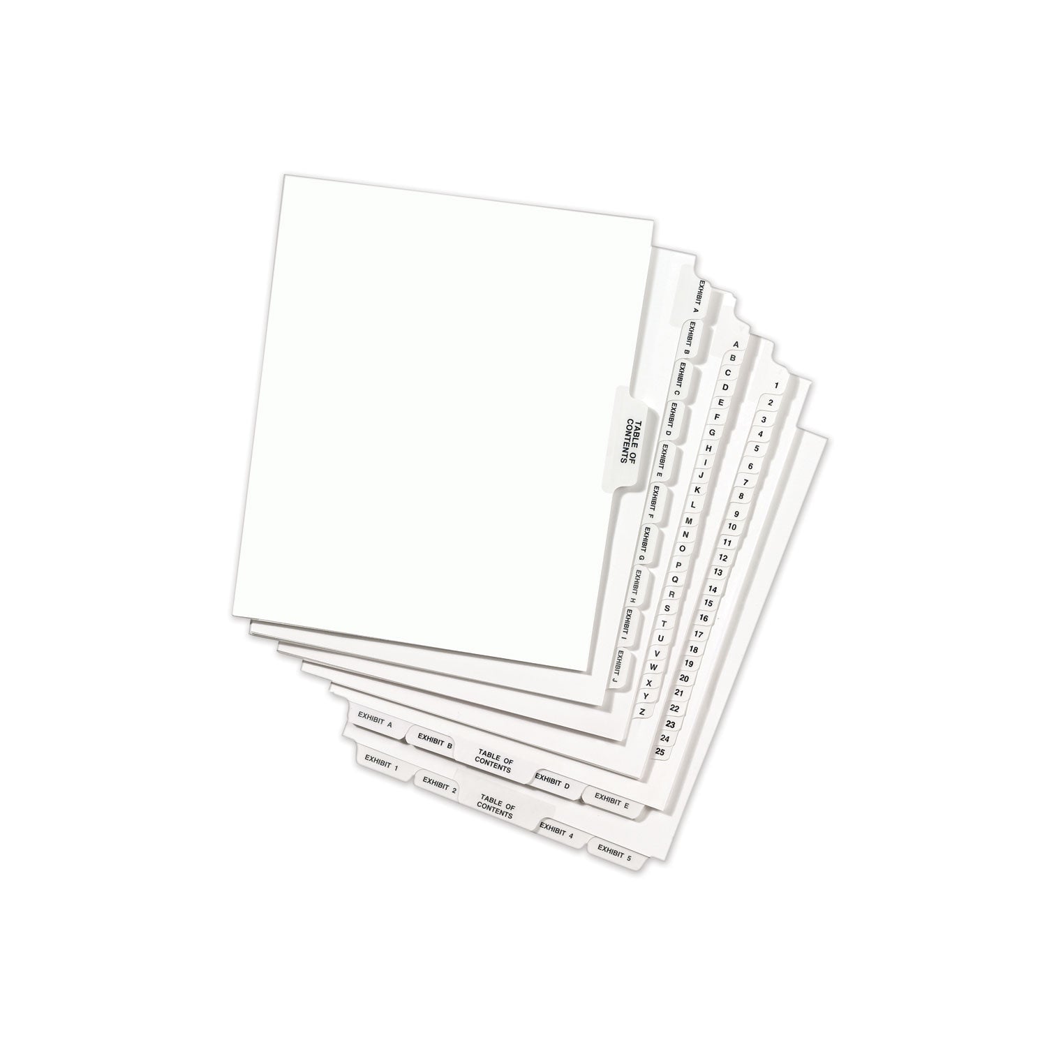 Avery-Style Preprinted Legal Bottom Tab Divider, 26-Tab, Exhibit F, 11 x 8.5, White, 25/PK - 