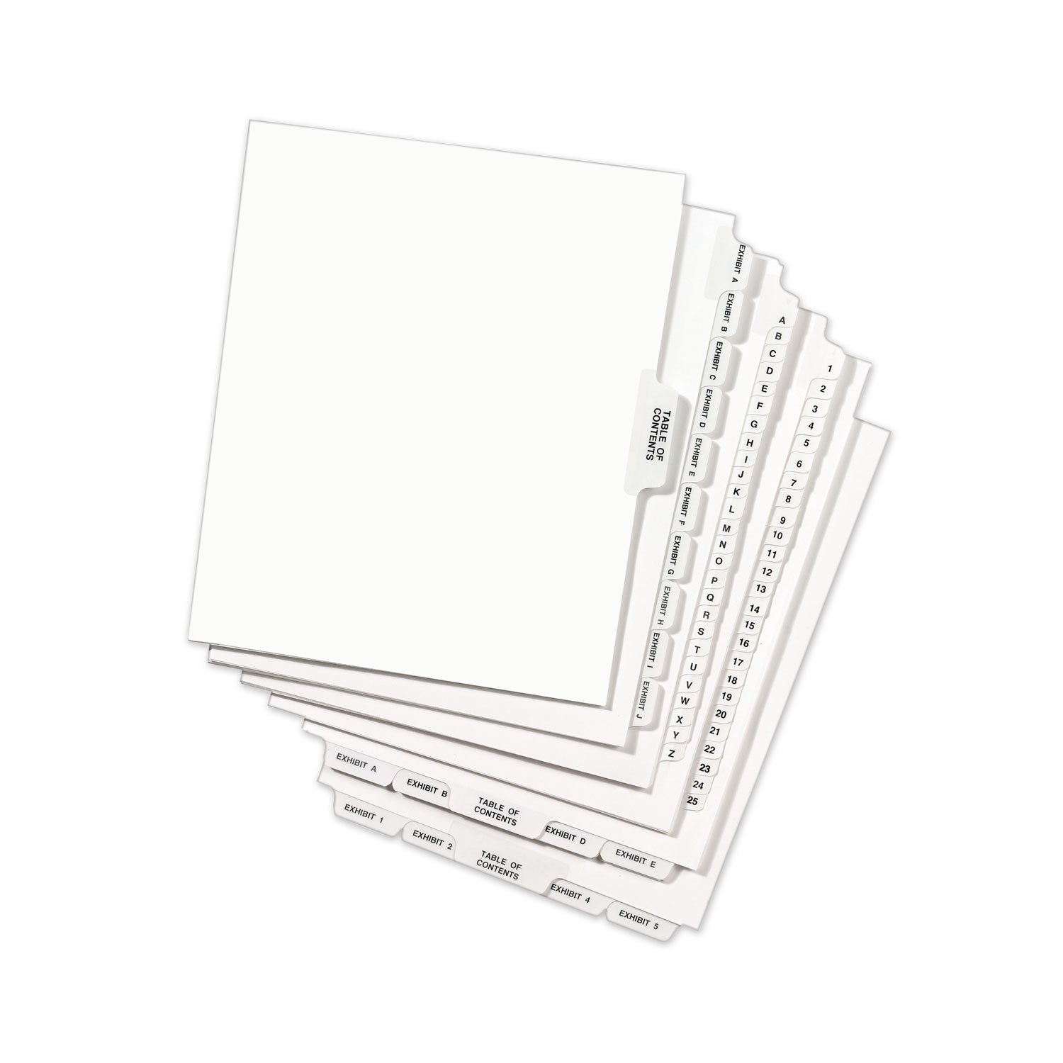 Avery-Style Preprinted Legal Bottom Tab Divider, 26-Tab, Exhibit B, 11 x 8.5, White, 25/PK - 