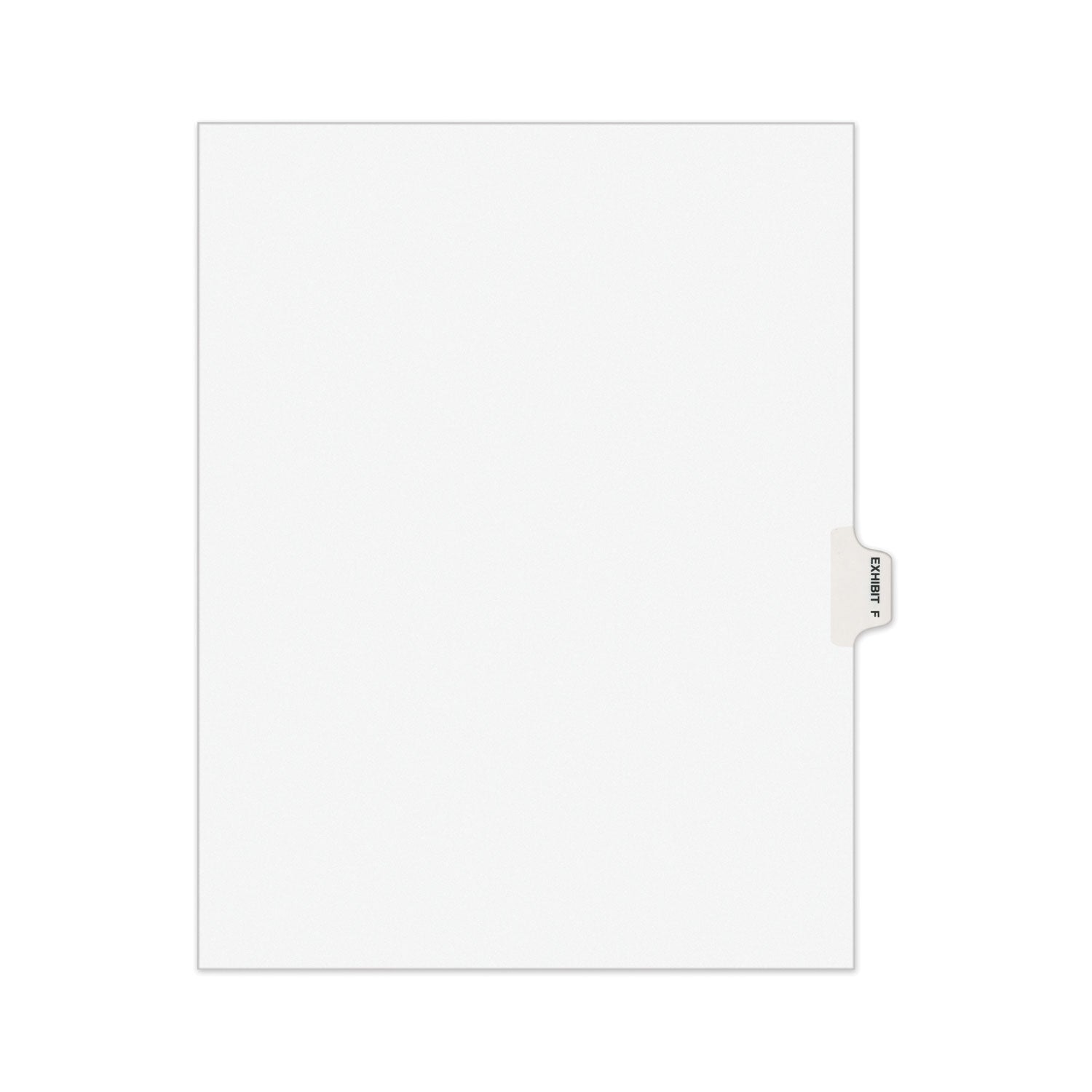 Avery-Style Preprinted Legal Side Tab Divider, 26-Tab, Exhibit F, 11 x 8.5, White, 25/Pack, (1376) - 