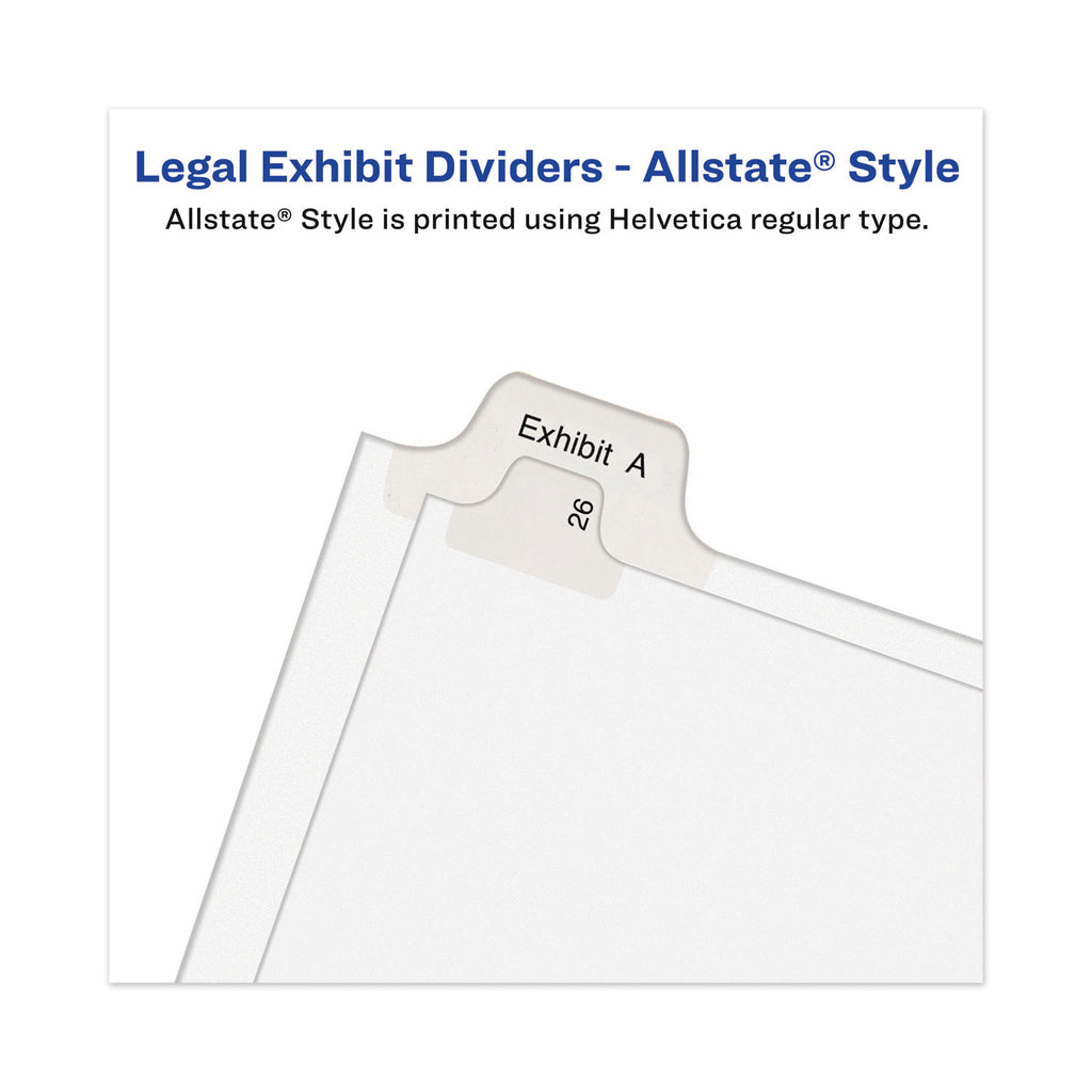 Avery-Style Preprinted Legal Bottom Tab Divider, 26-Tab, Exhibit B, 11 x 8.5, White, 25/PK - 