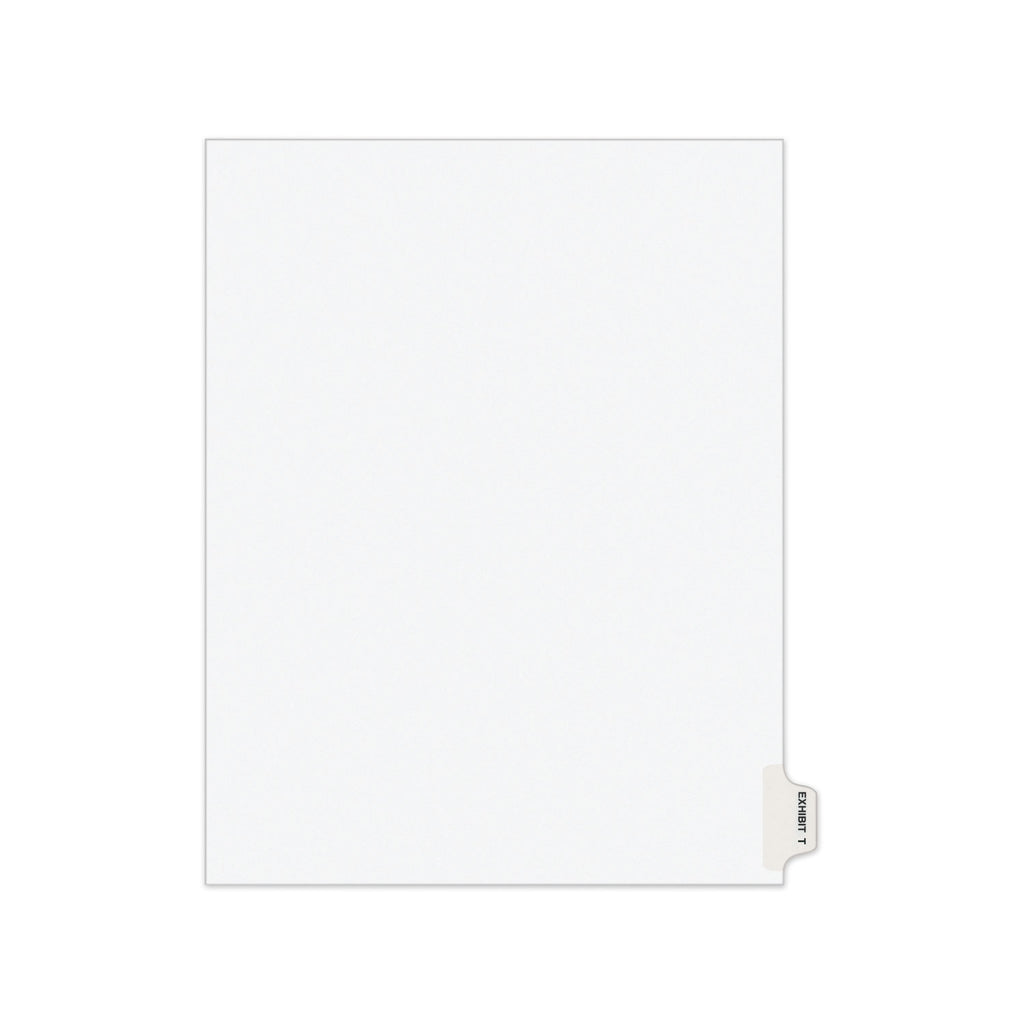Avery Individual Legal Exhibit Dividers - Avery Style - 1 Printed Tab(s) - Character - T - 8.5" Divider Width x 11" Divider Length - Letter - White Paper Divider - Paper Tab(s) - Recycled - Reinforced Tab, Rip Proof, Unpunched - 25 / Pack