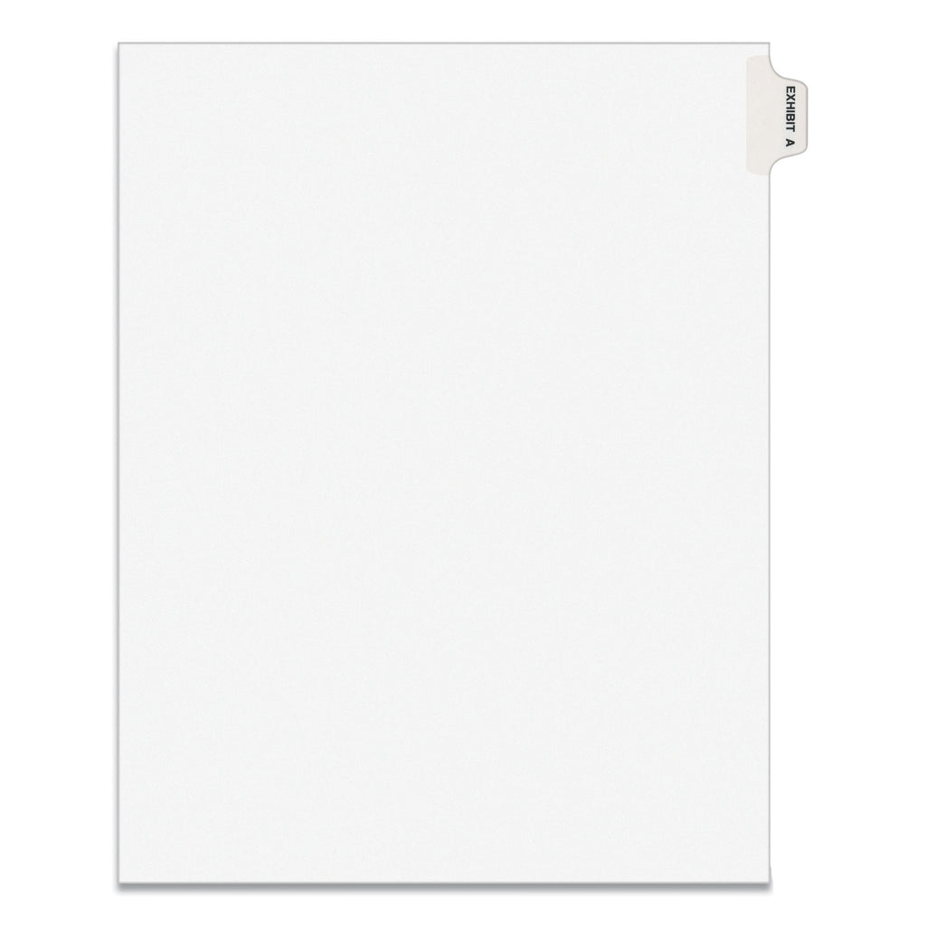 Avery-Style Preprinted Legal Side Tab Divider, 26-Tab, Exhibit A, 11 x 8.5, White, 25/Pack, (1371) - 