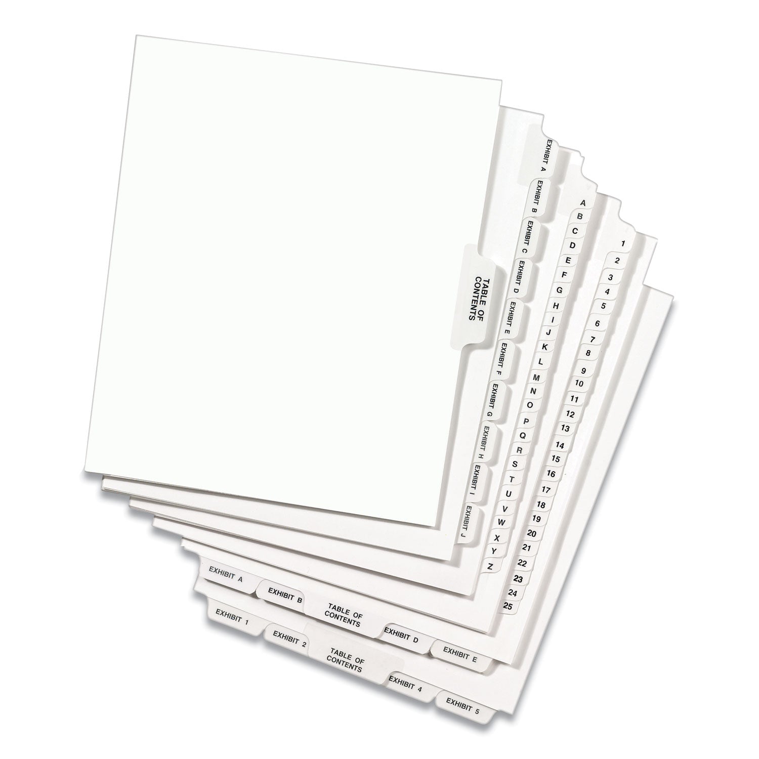 Avery-Style Preprinted Legal Bottom Tab Divider, 26-Tab, Exhibit E, 11 x 8.5, White, 25/PK - 