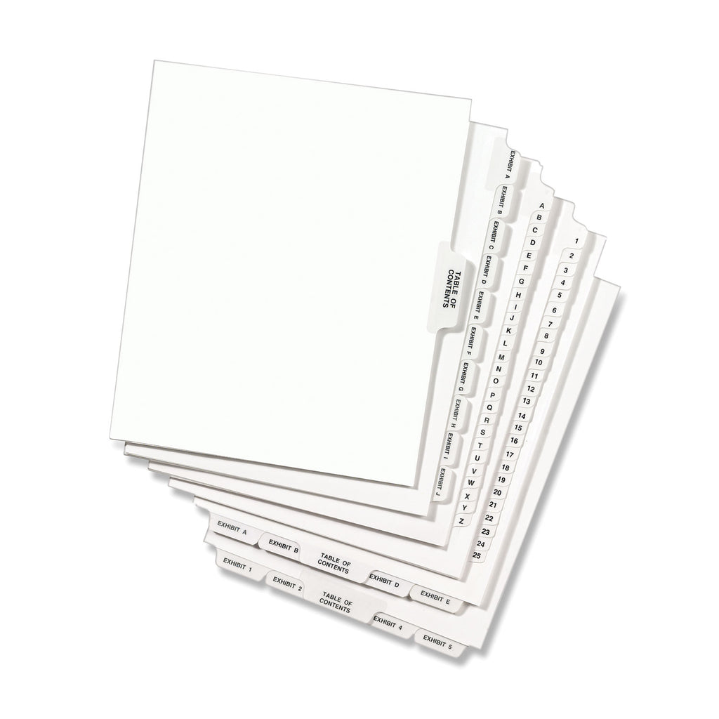 Avery-Style Preprinted Legal Bottom Tab Divider, 26-Tab, Exhibit J, 11 x 8.5, White, 25/PK - 