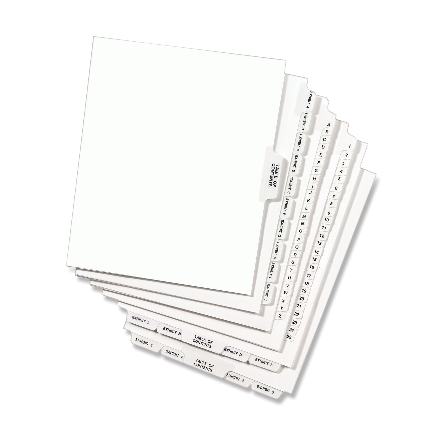 Avery-Style Preprinted Legal Bottom Tab Divider, 26-Tab, Exhibit J, 11 x 8.5, White, 25/PK - 